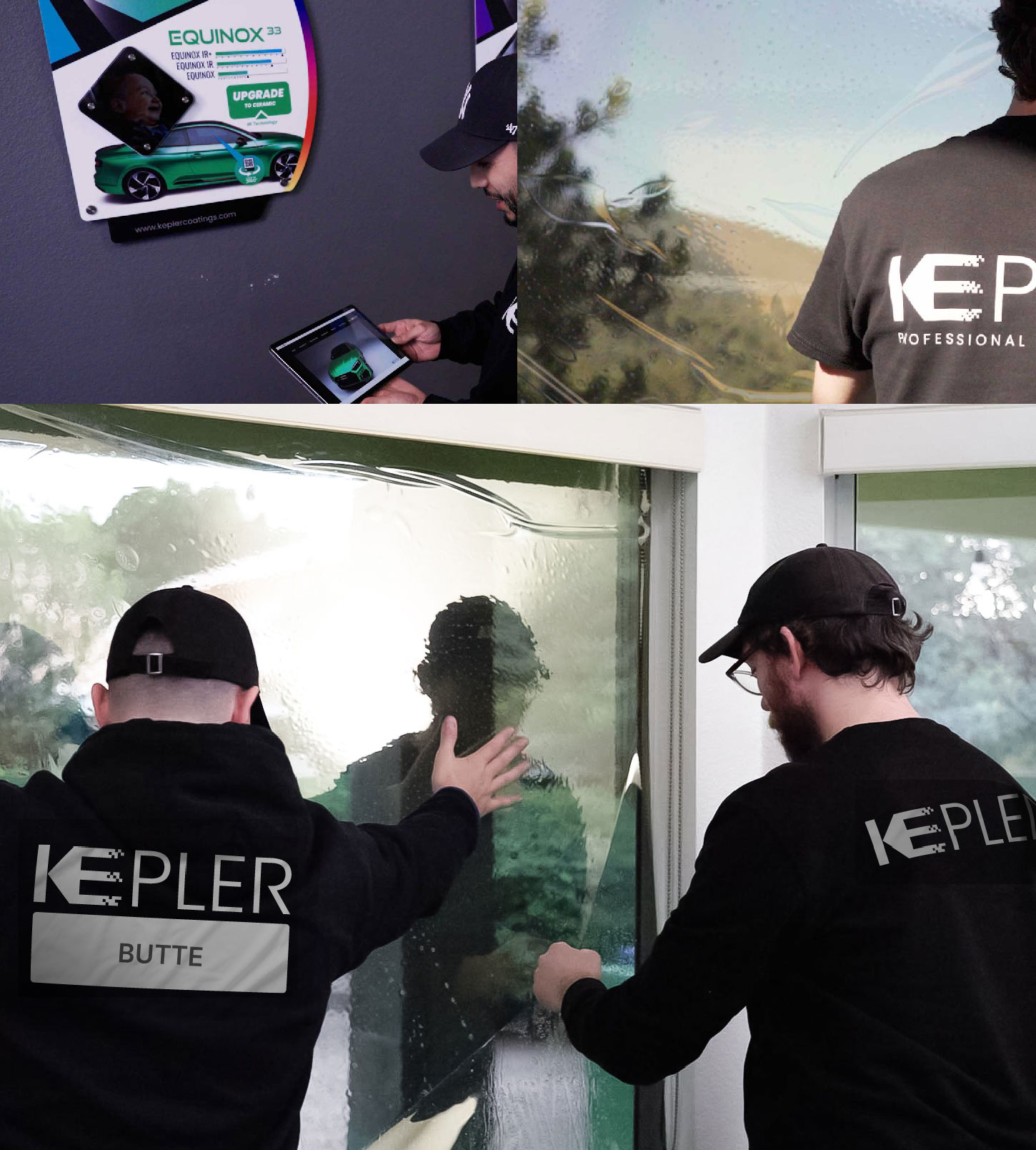 Expert Technician Fitting Ceramic Window Tint to Home in Butte