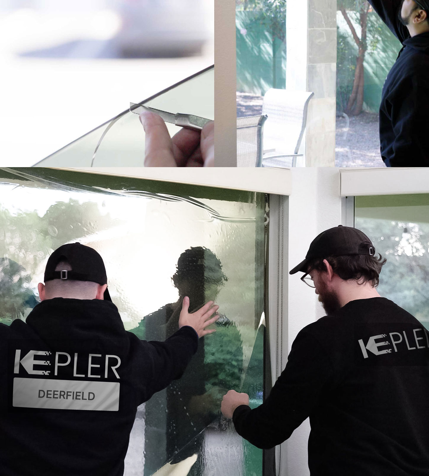 Kepler Technician Fitting Ceramic Window Tint to Home in Deerfield