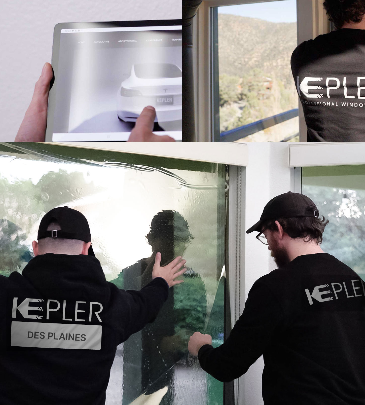Expert Technician Fitting Ceramic Window Tint to Home in Des Plaines