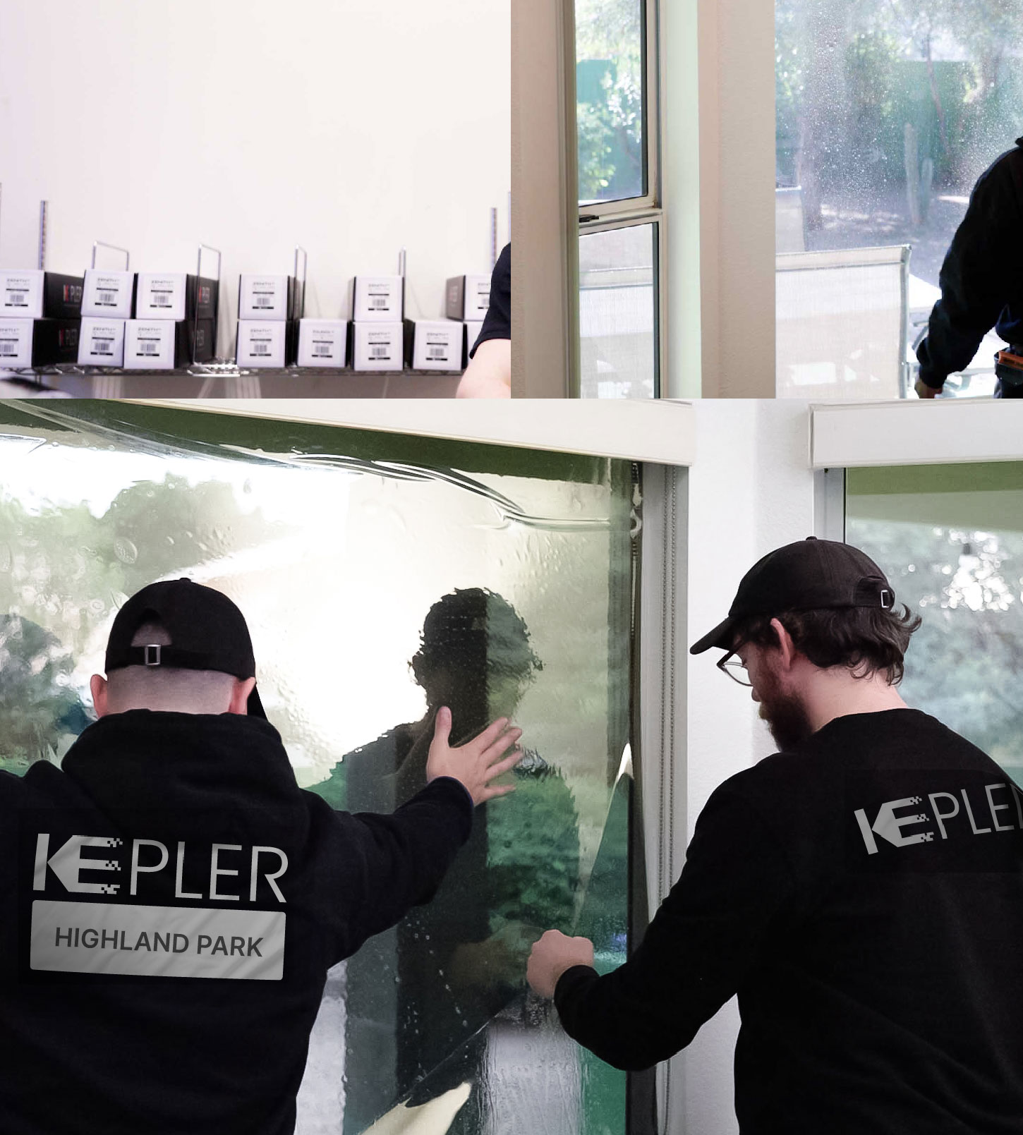 Expert Technician Installing Advanced Window Tint to Home in Highland Park