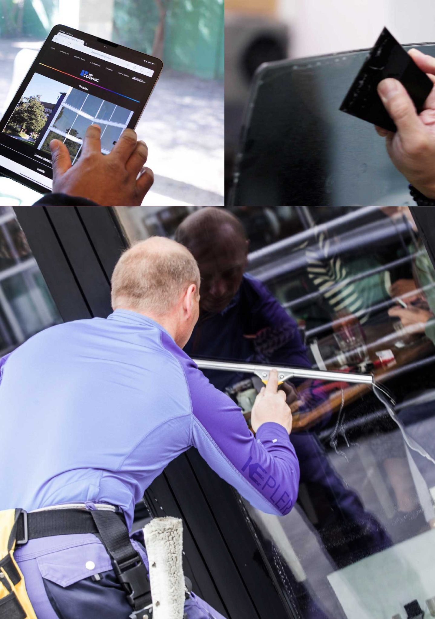 Kepler Skilled Applying Anti-Graffiti Window Film to a Tucson Shop Front