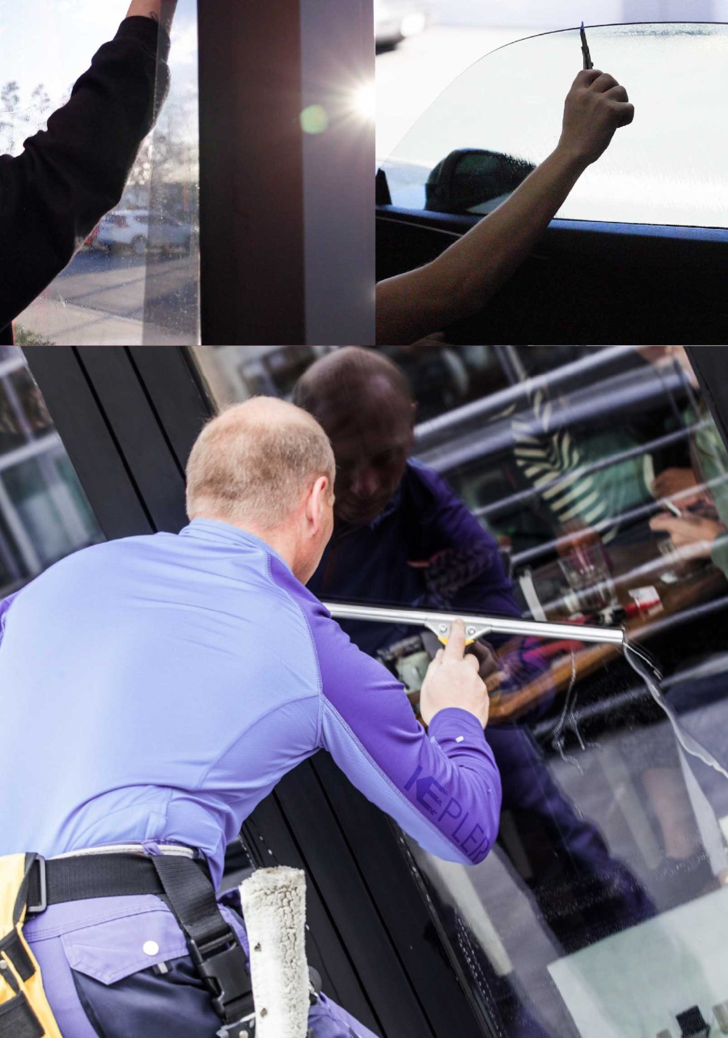 Kepler Professional Applying Anti-Graffiti Window Film to a Flagstaff Shop Front