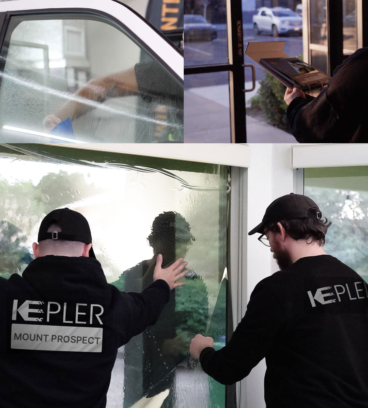 Kepler Technician Fitting Ceramic Window Tint to Home in Mount Prospect