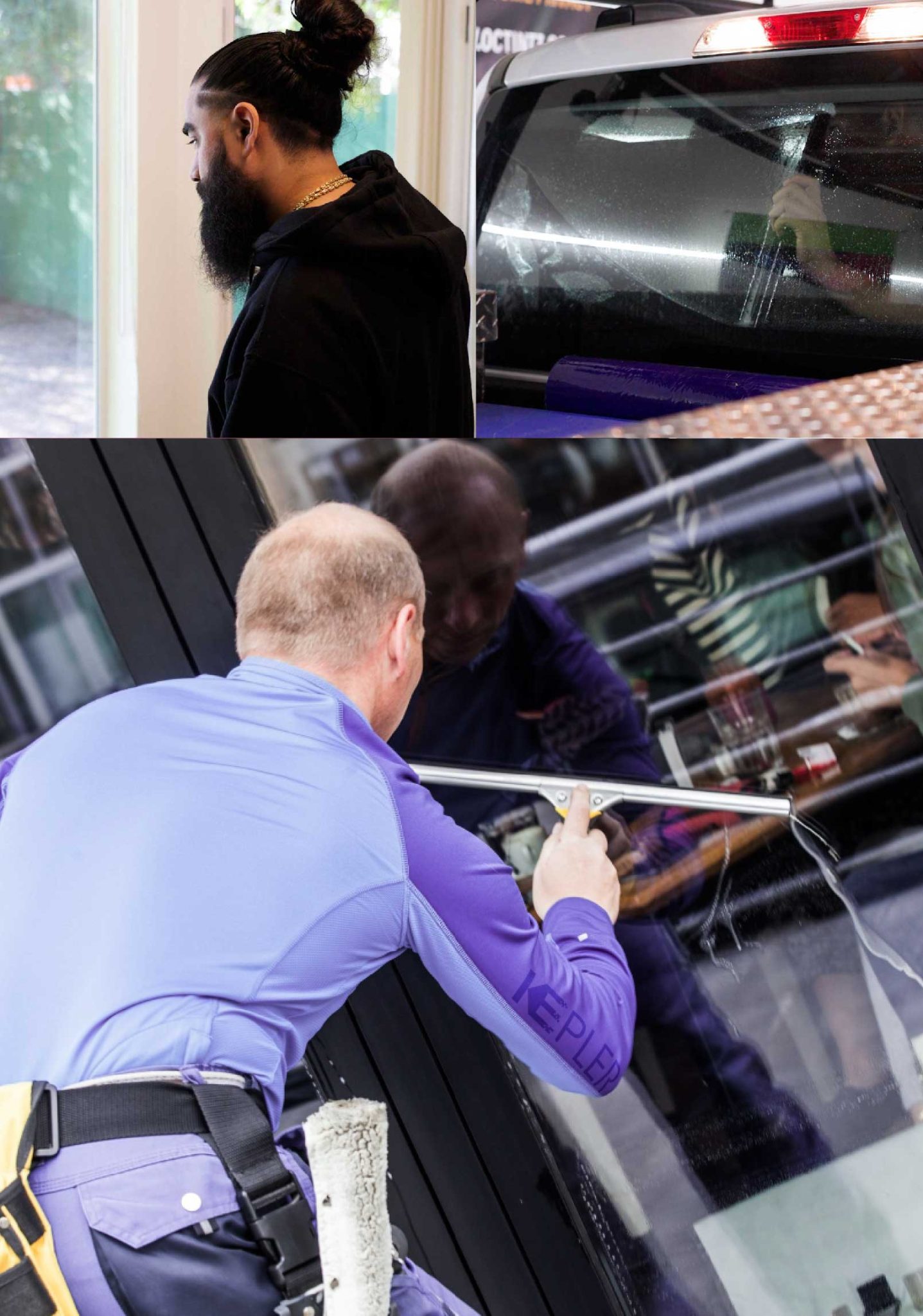 Kepler Expert Applying Anti-Graffiti Window Film to a Bullhead City Shop Front