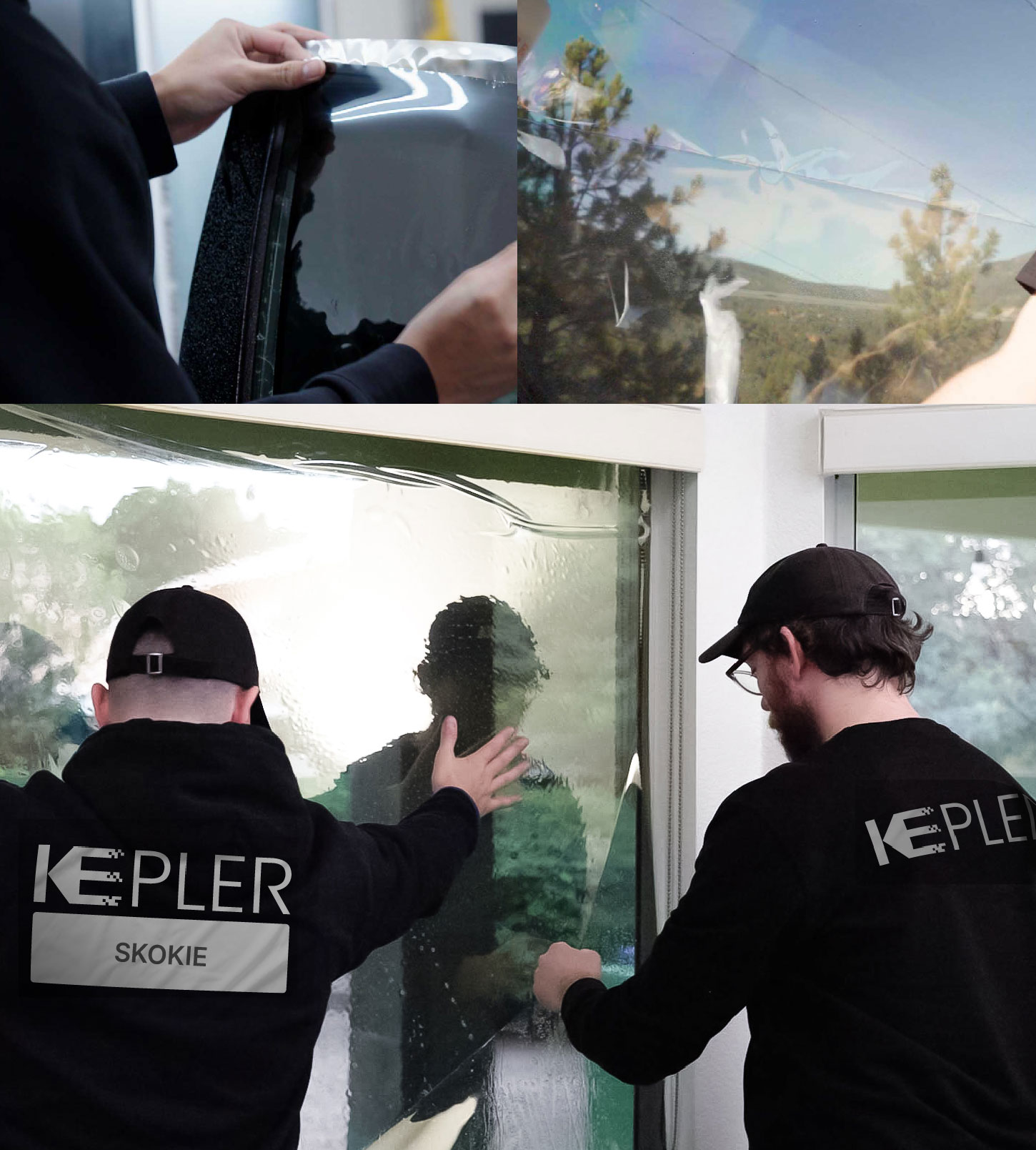 Kepler Technician Applying High-tech Window Tint to Home in Skokie