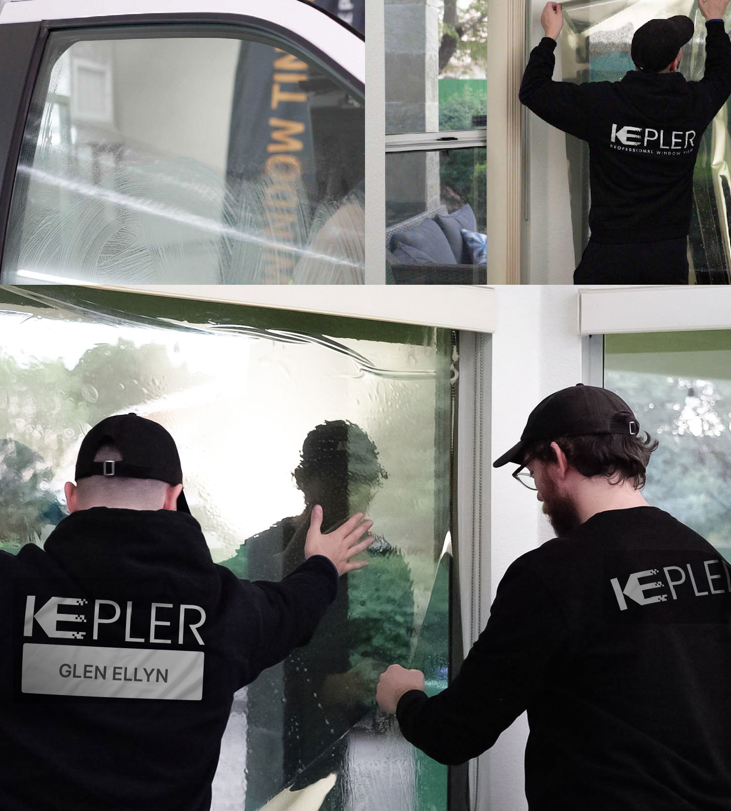 Expert Technician Installing Ceramic Window Tint to Home in Glen Ellyn