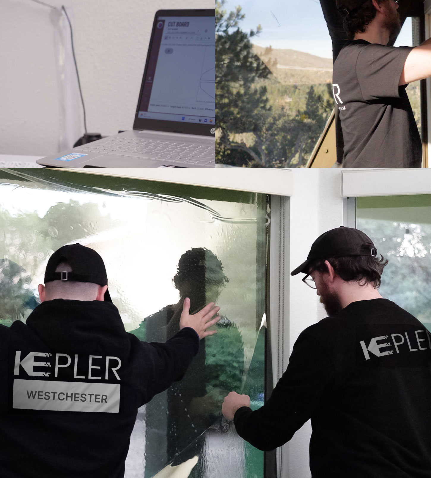 Expert Technician Fitting High-tech Window Tint to Home in Westchester