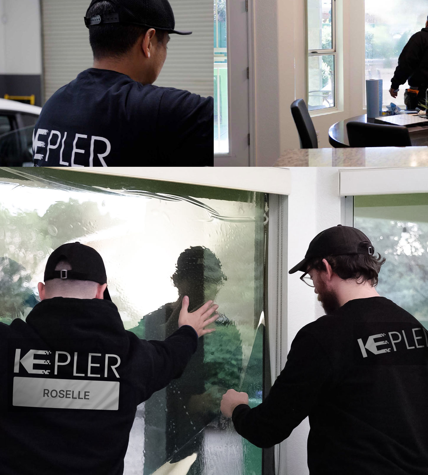 Expert Technician Fitting High-tech Window Tint to Home in Roselle