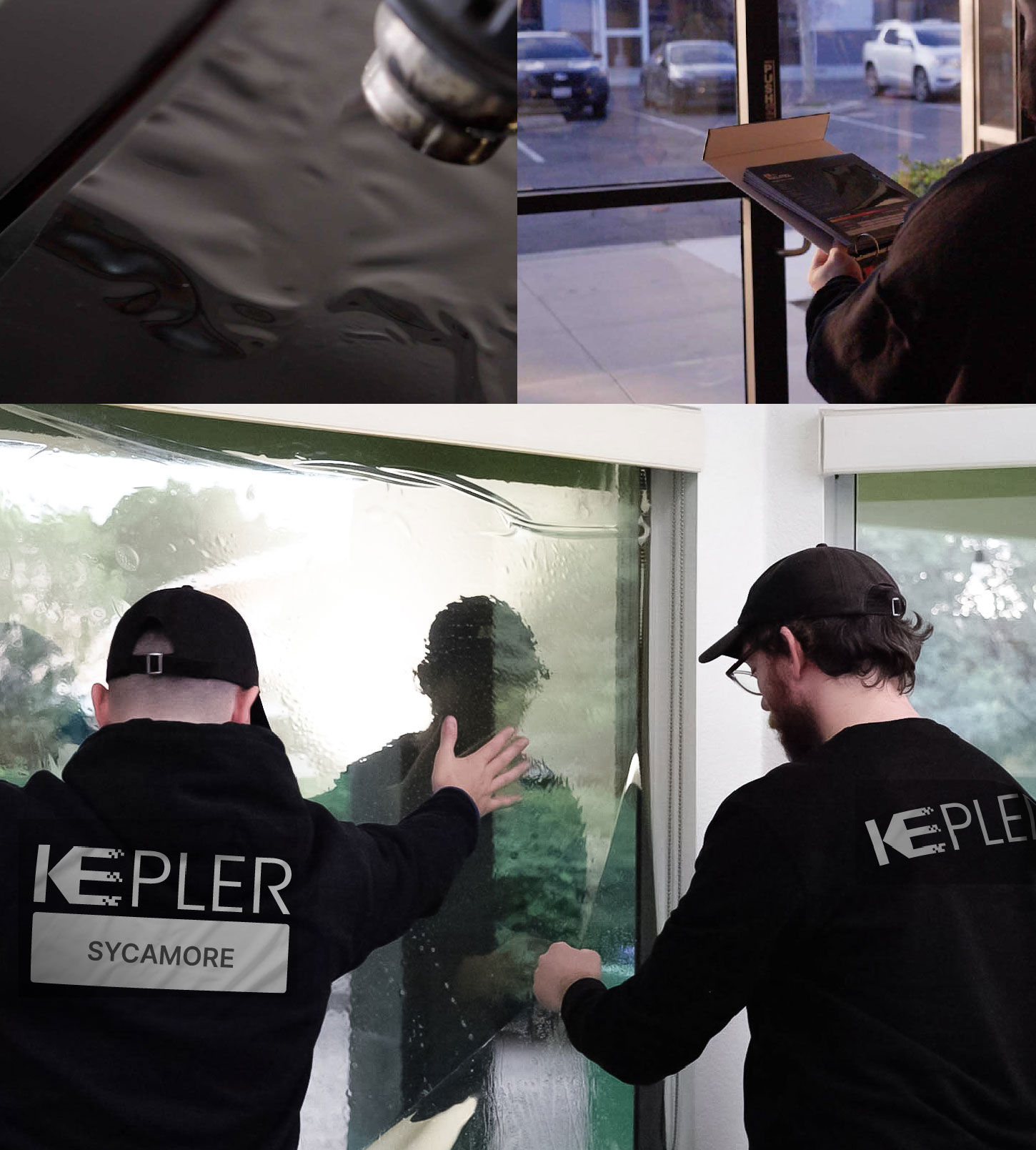 Expert Technician Installing Advanced Window Tint to Home in Sycamore