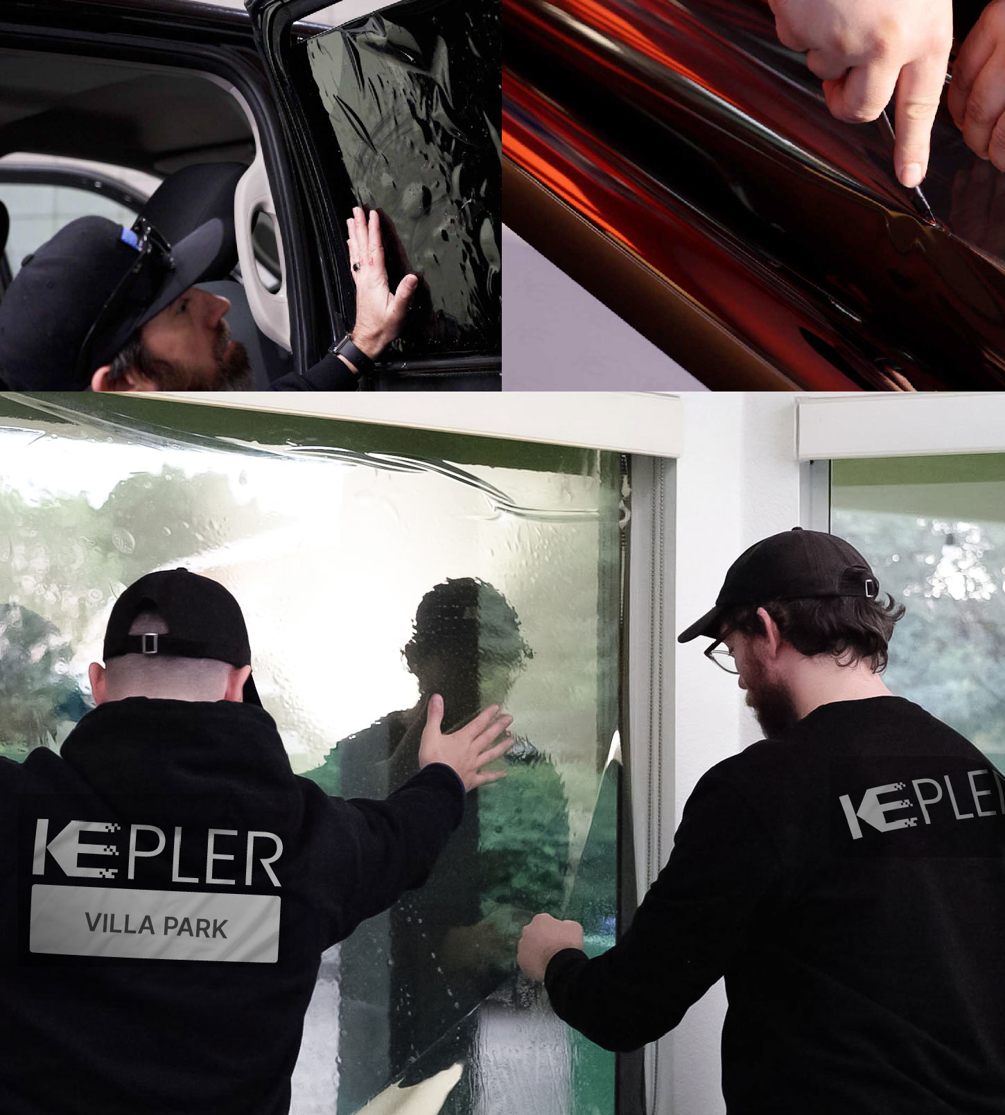 Expert Technician Installing Advanced Window Tint to Home in Villa Park