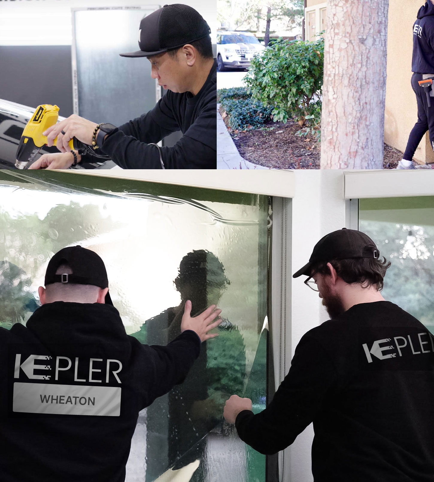 Kepler Technician Applying Advanced Window Tint to Home in Wheaton