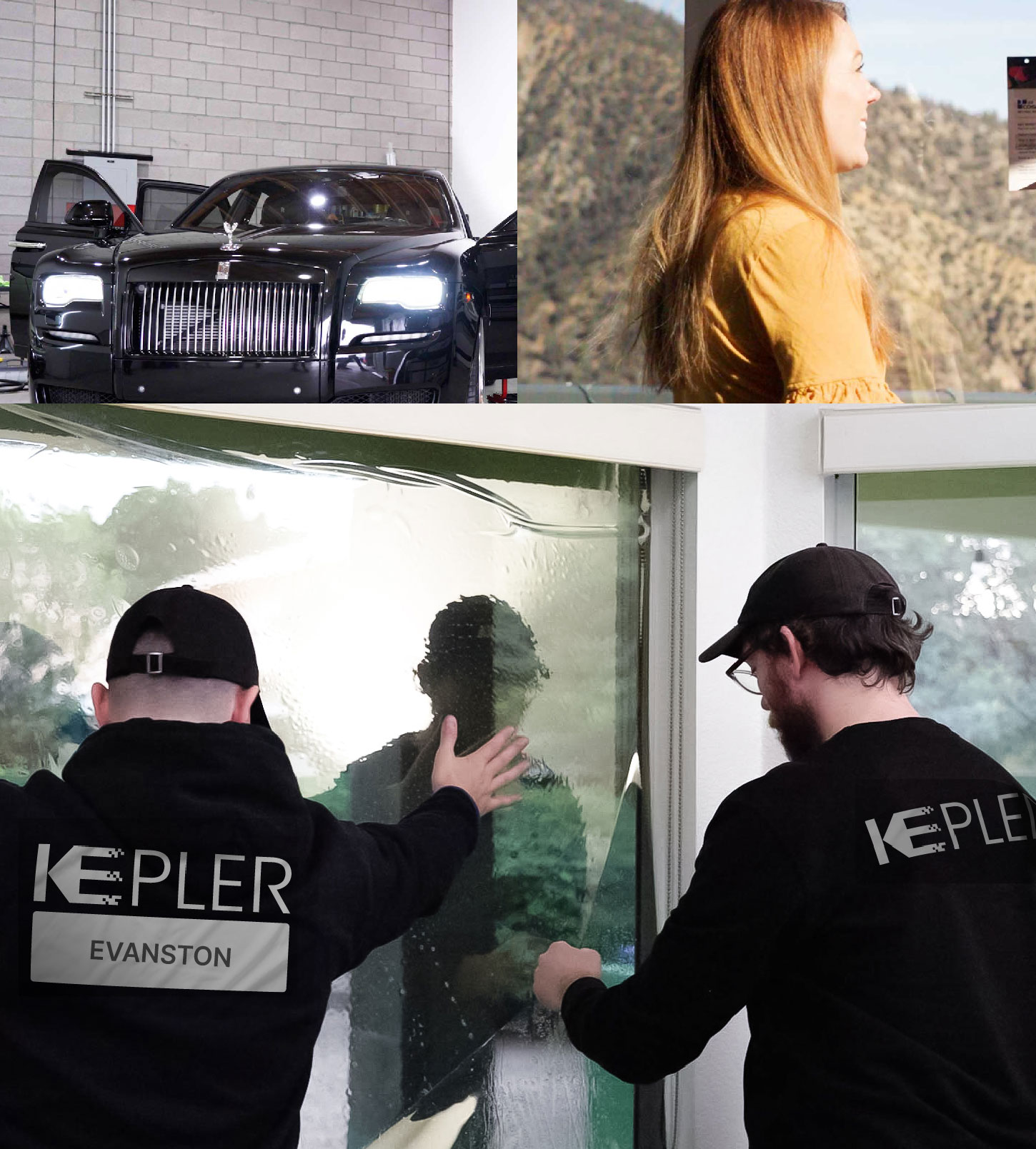 Expert Technician Installing High-tech Window Tint to Home in Evanston