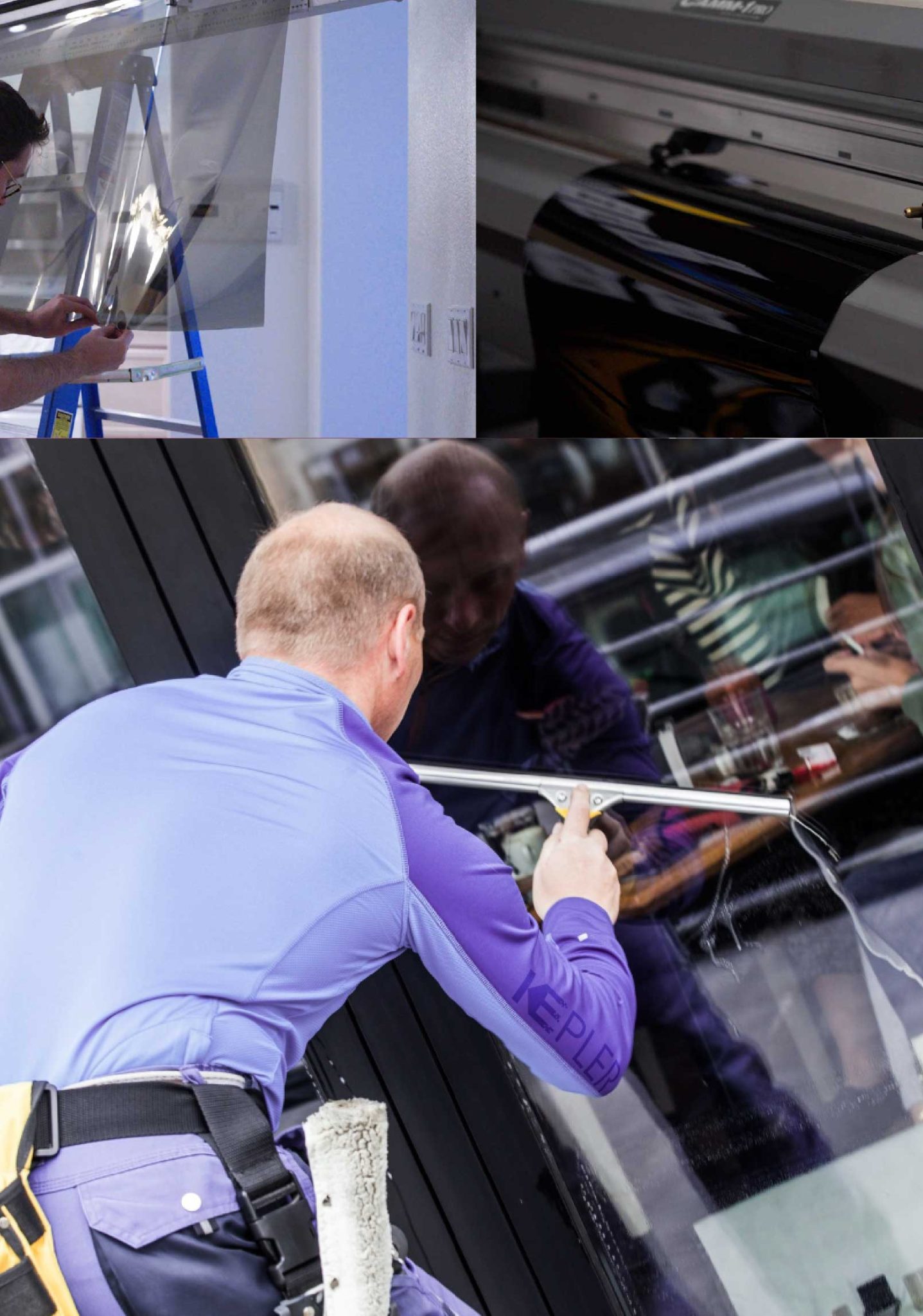 Kepler Professional Applying Anti-Graffiti Window Film to a Maywood Shop Front