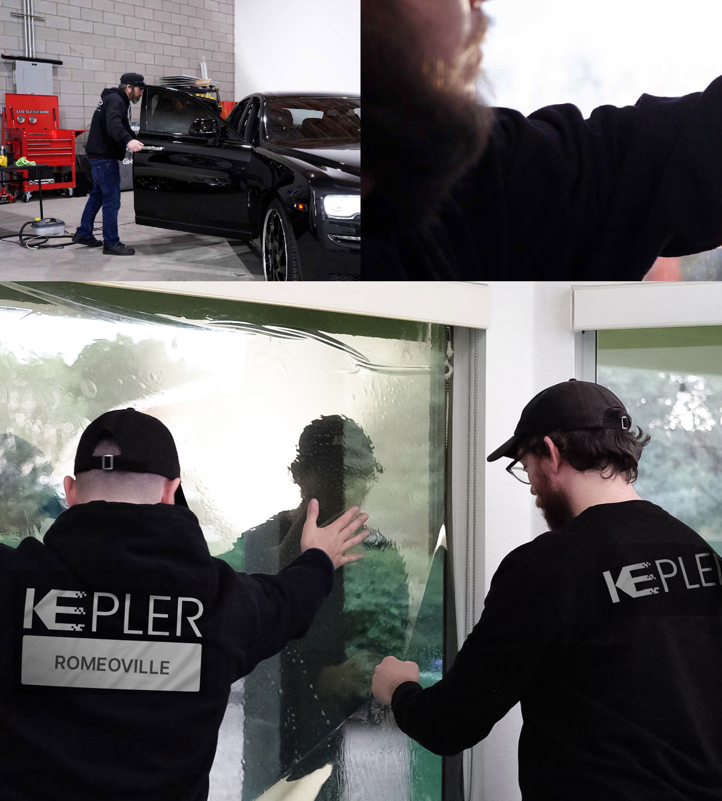 Kepler Technician Applying Advanced Window Tint to Home in Romeoville
