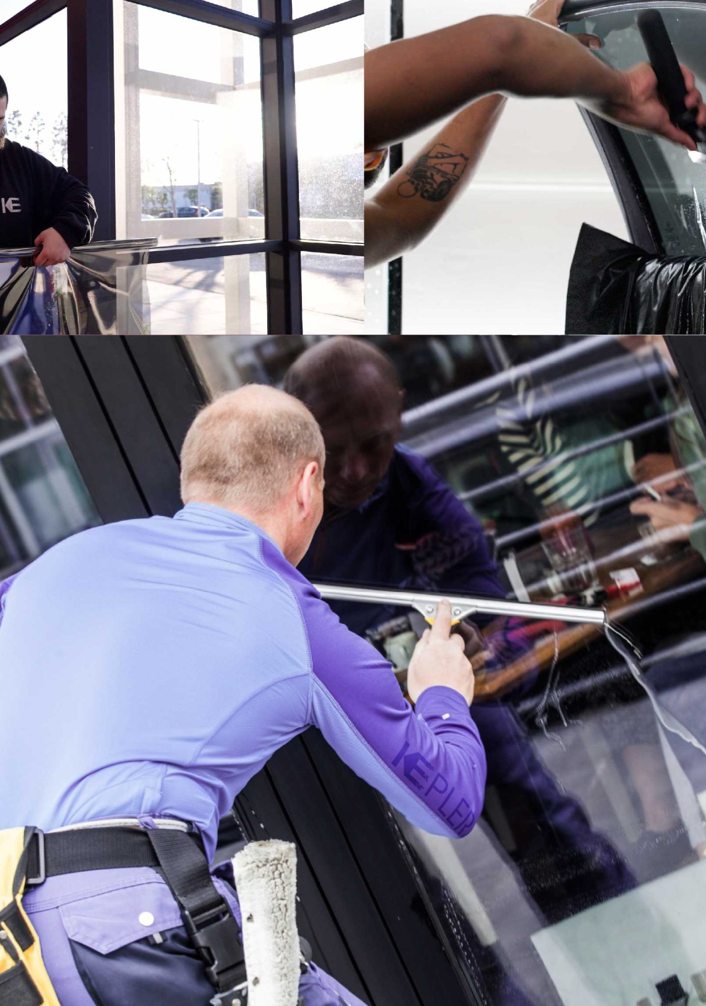 Kepler Skilled Applying Anti-Graffiti Window Film to a Norwalk Shop Front