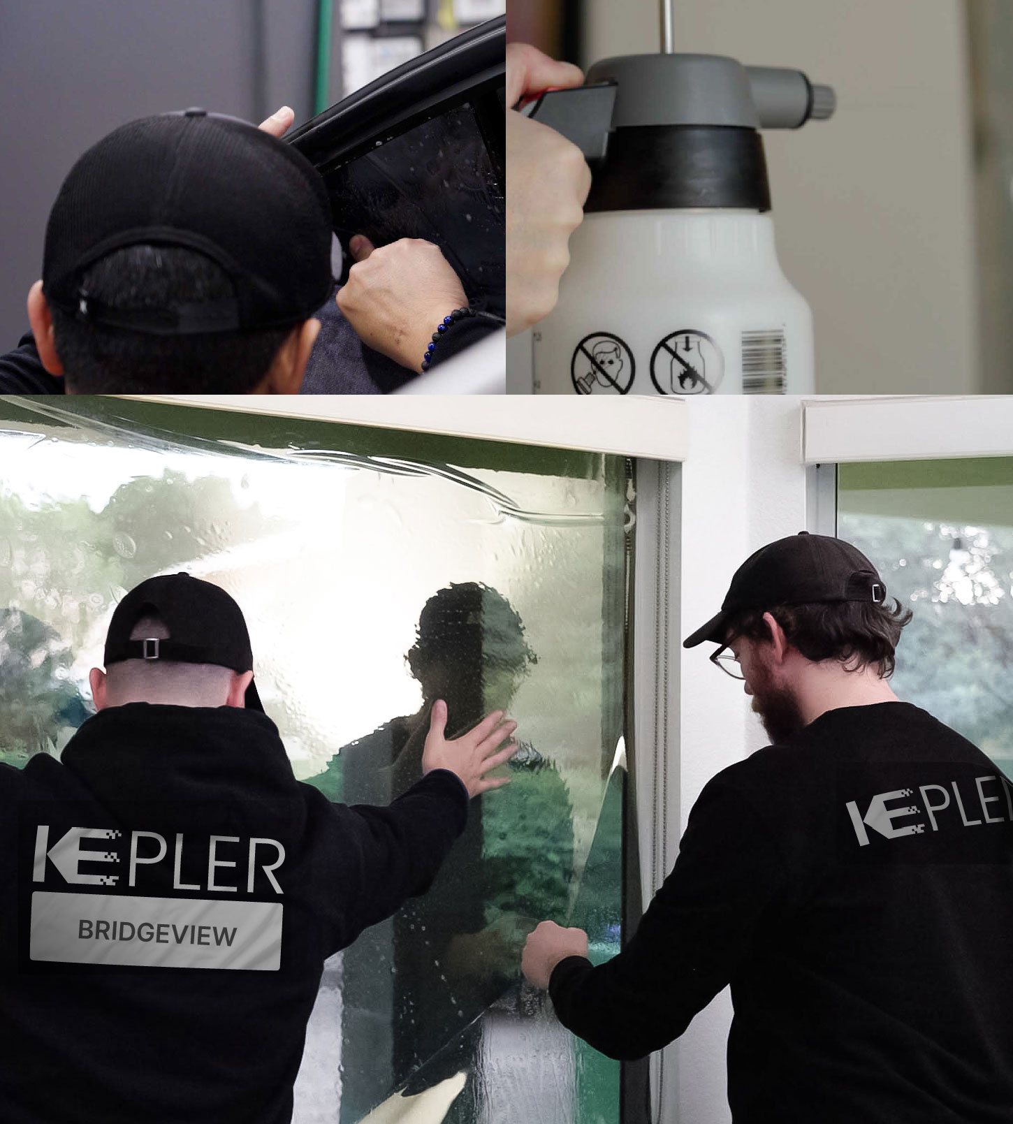 Expert Technician Fitting Advanced Window Tint to Home in Bridgeview