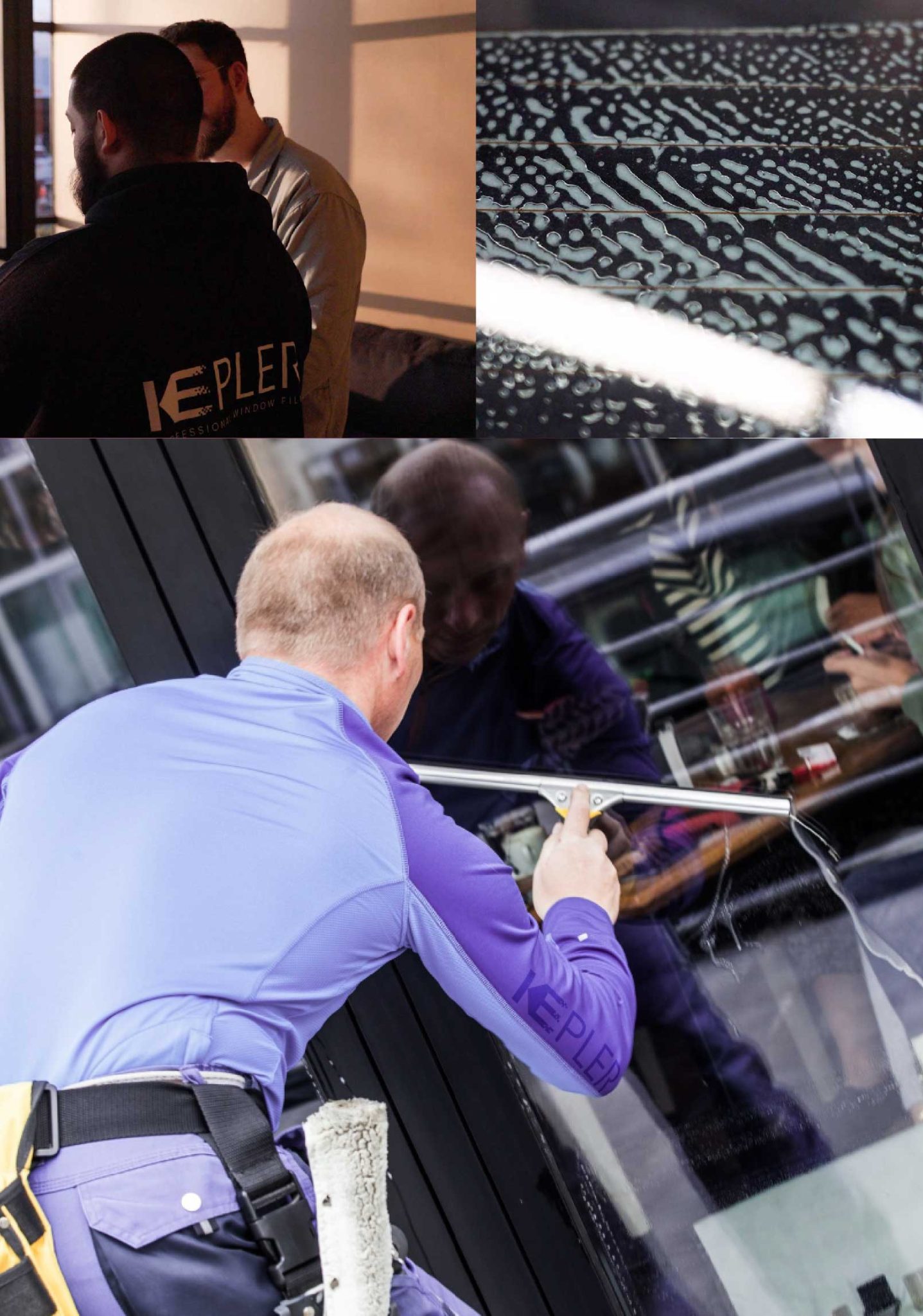 Kepler Skilled Applying Anti-Graffiti Window Film to a Cerritos Shop Front