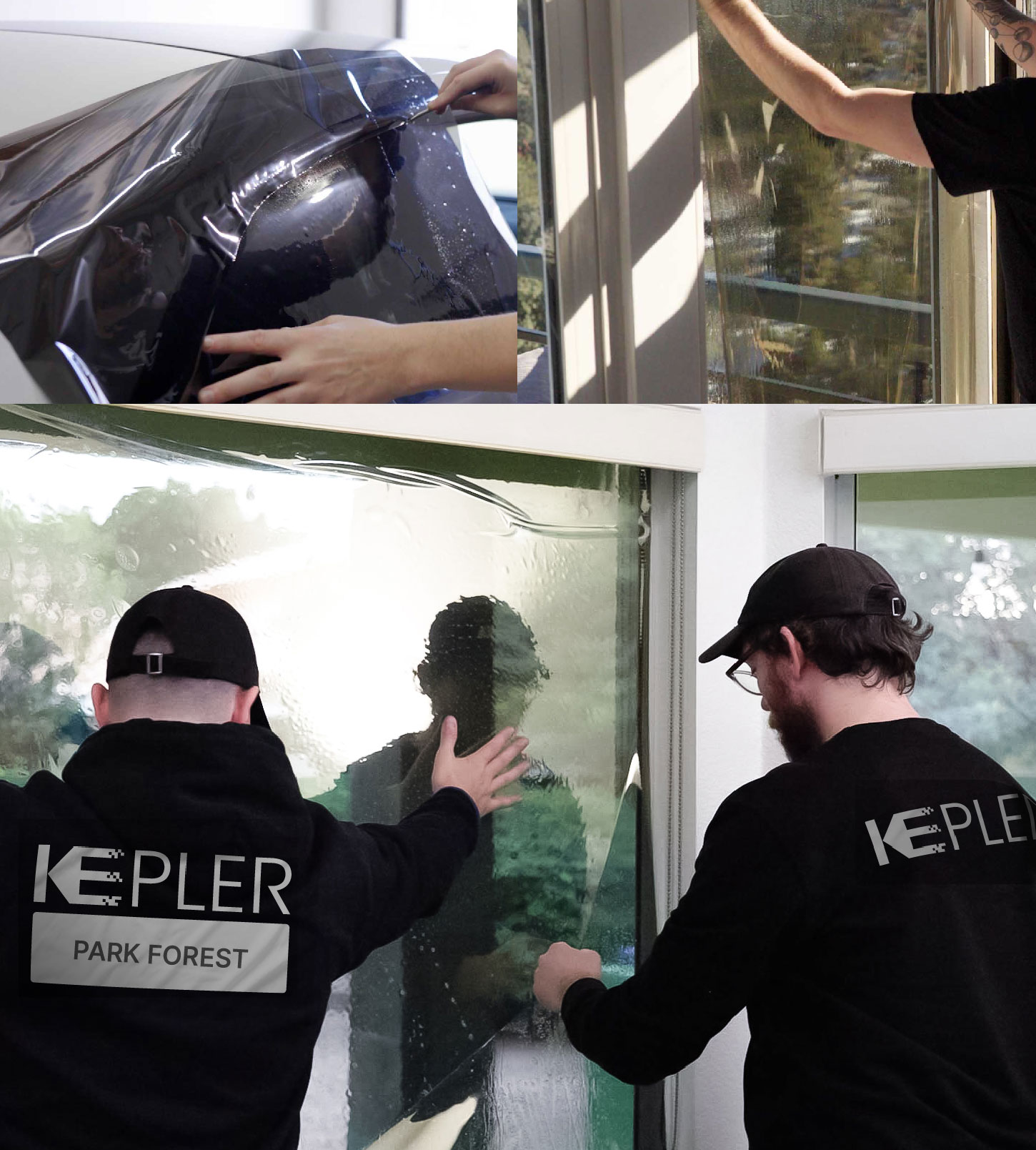 Kepler Technician Applying Advanced Window Tint to Home in Park Forest