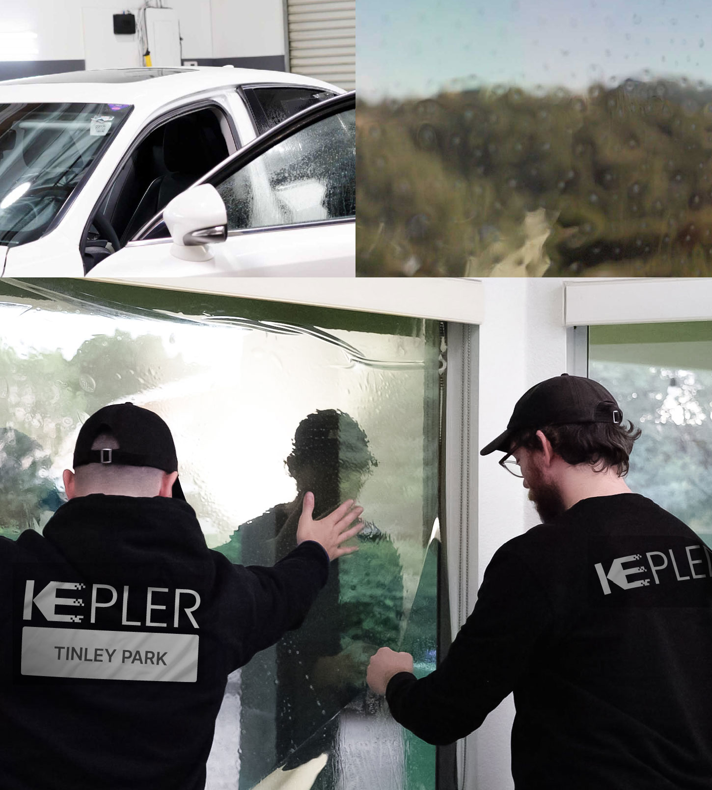 Kepler Technician Fitting High-tech Window Tint to Home in Tinley Park