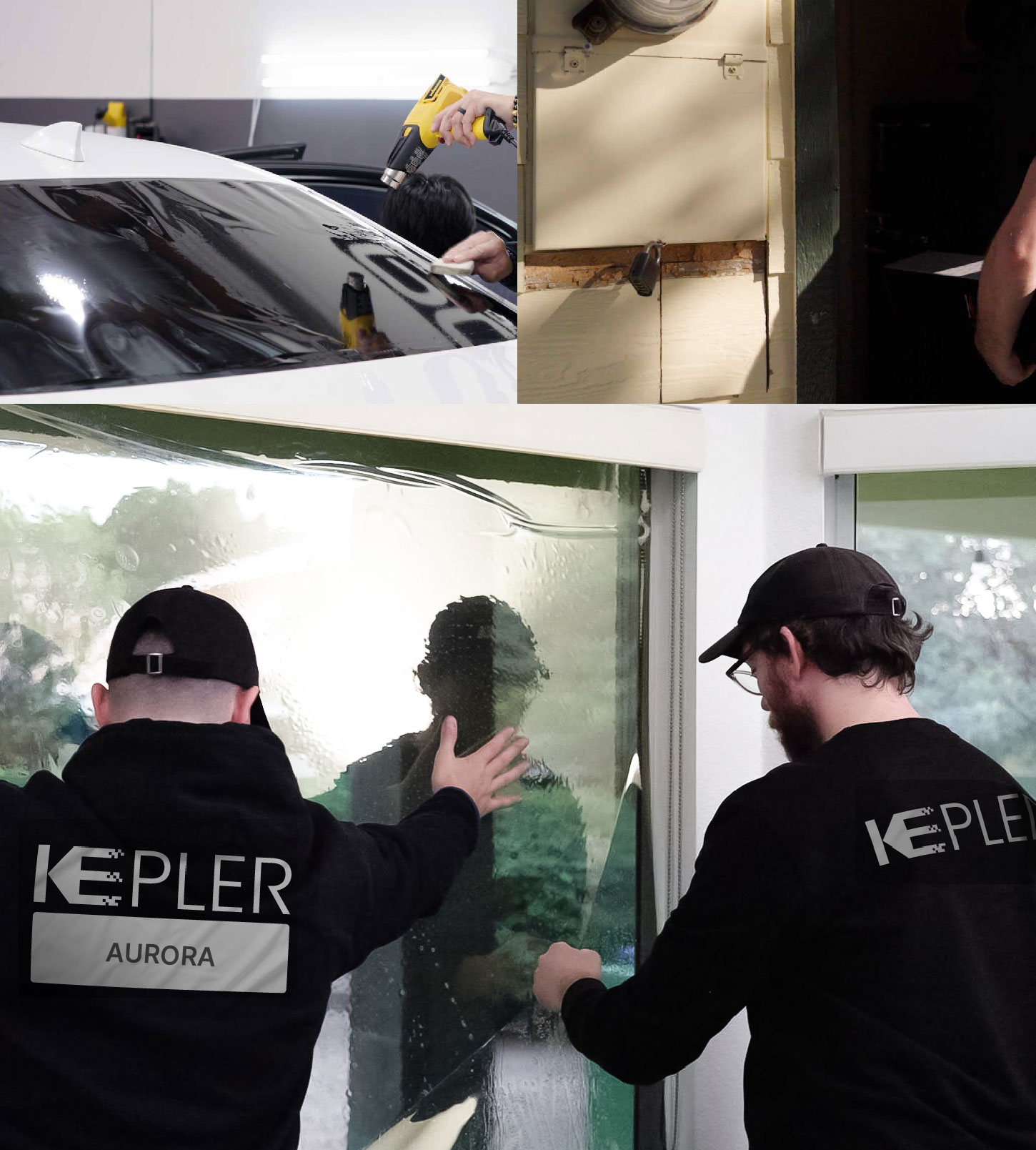 Expert Technician Applying Ceramic Window Tint to Home in Aurora