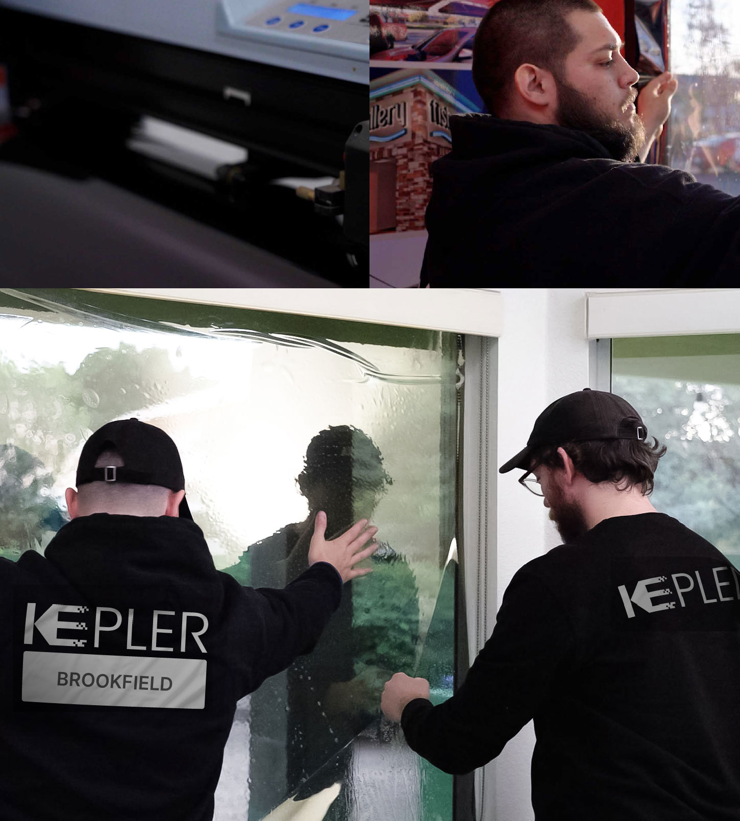 Expert Technician Installing Ceramic Window Tint to Home in Brookfield