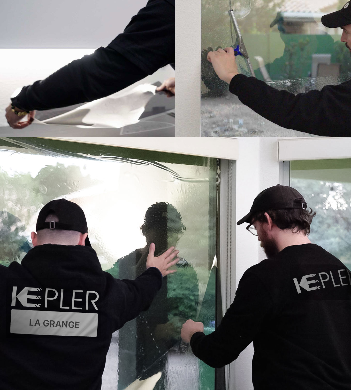 Kepler Technician Applying Ceramic Window Tint to Home in La Grange