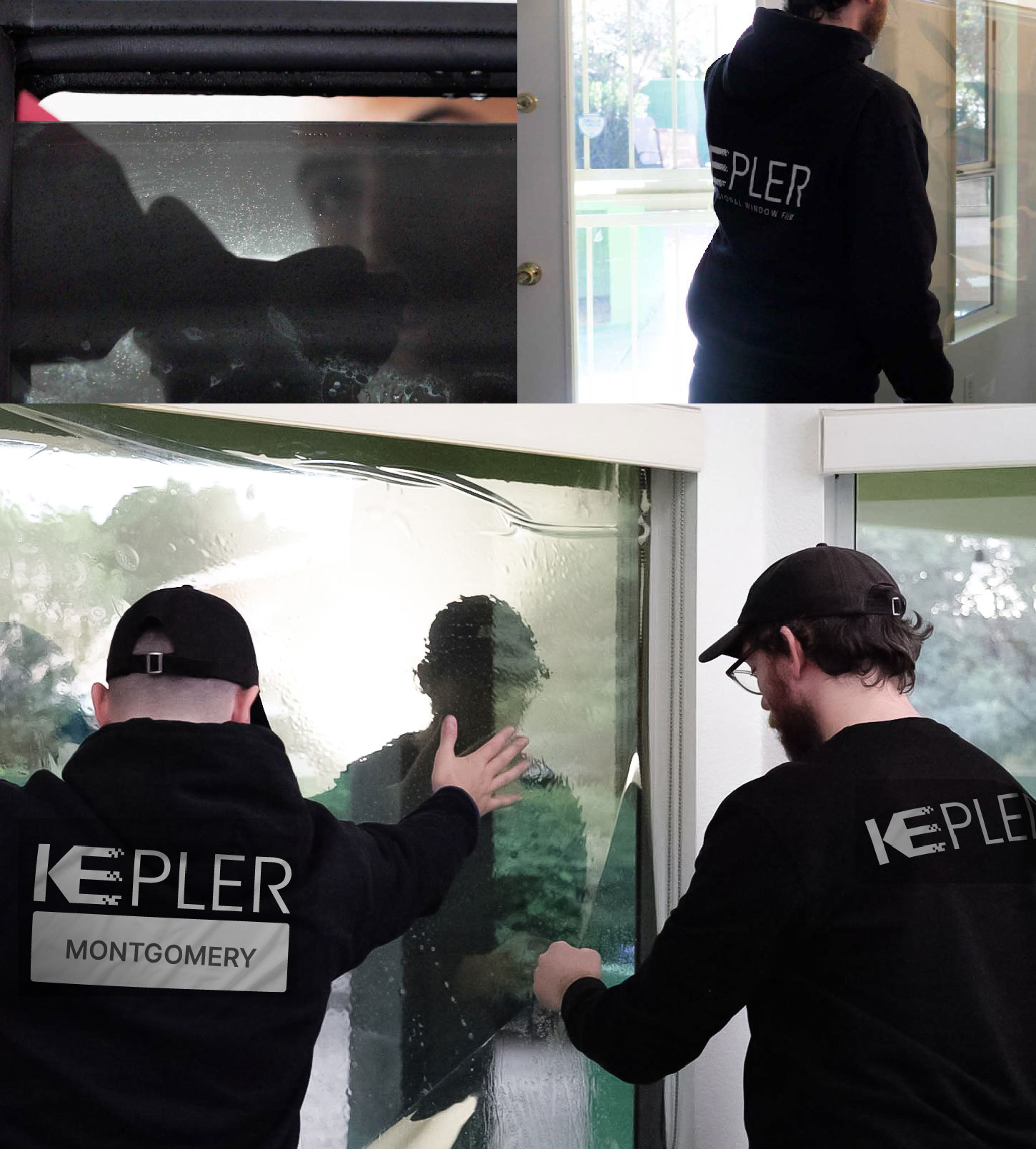 Expert Technician Installing Advanced Window Tint to Home in Montgomery