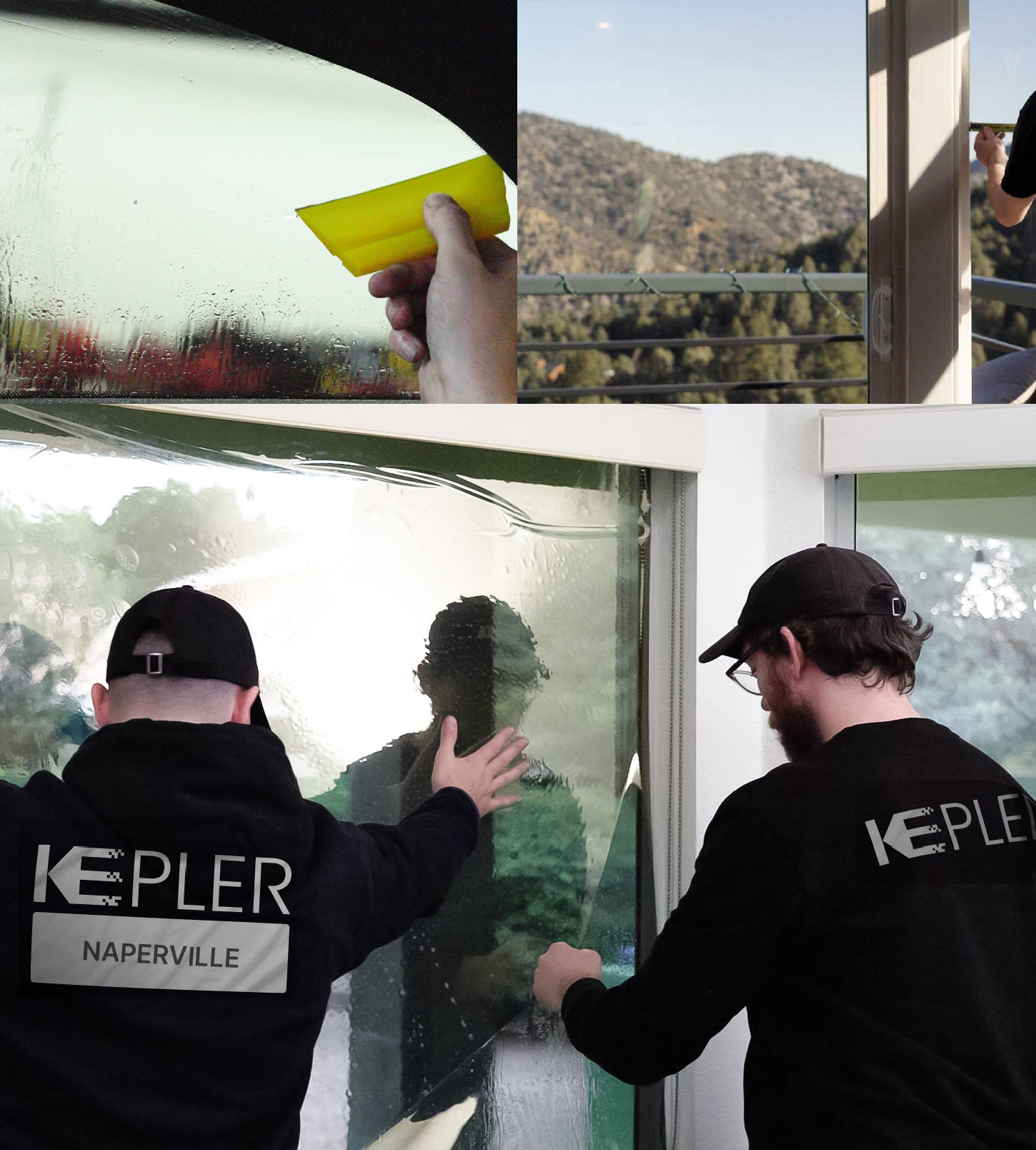 Kepler Technician Fitting High-tech Window Tint to Home in Naperville