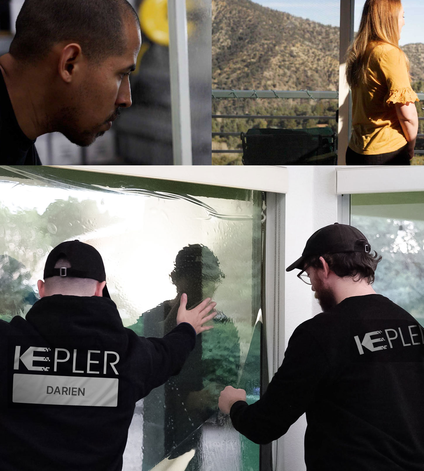 Kepler Technician Fitting High-tech Window Tint to Home in Darien