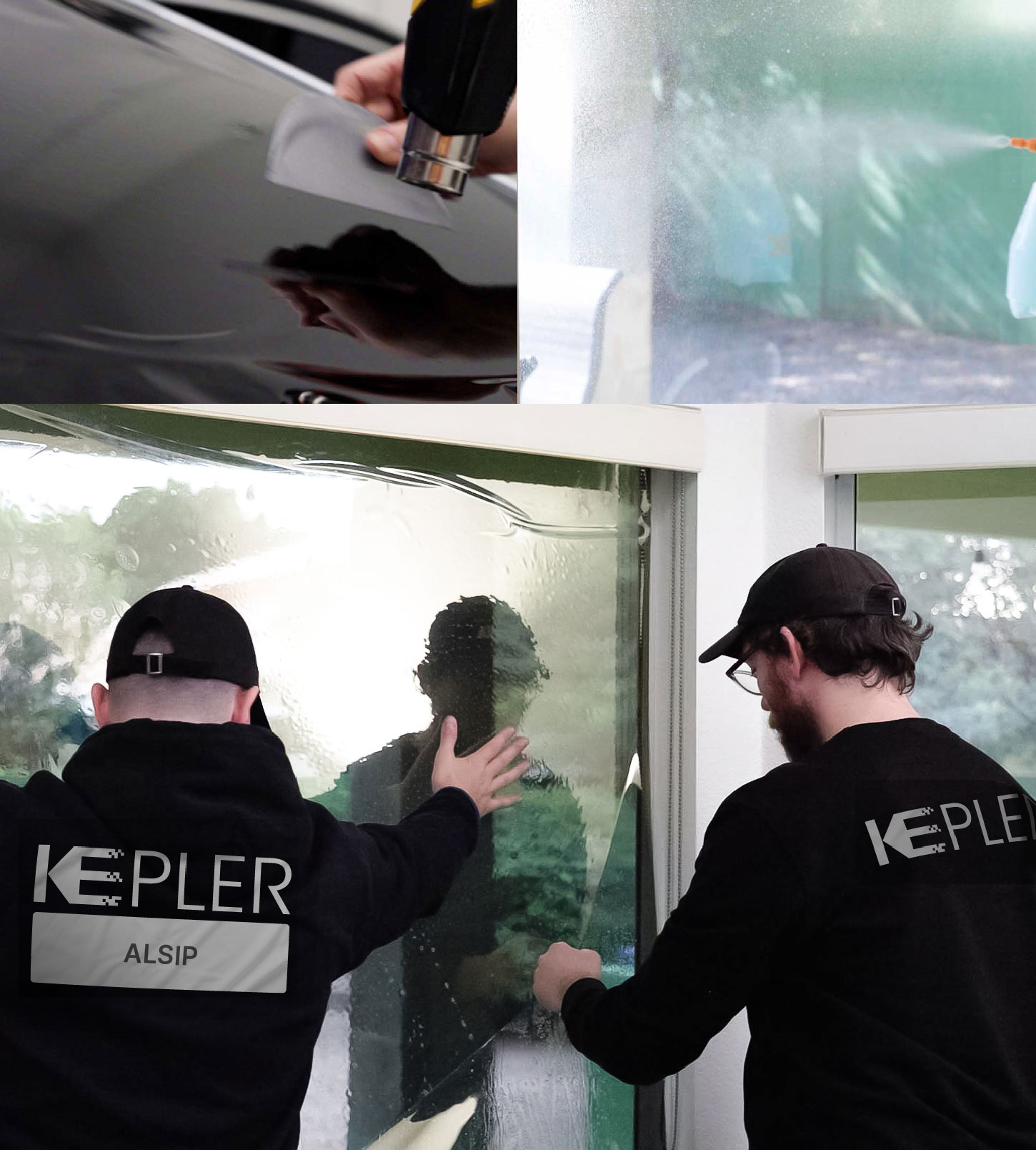 Expert Technician Applying Ceramic Window Tint to Home in Alsip