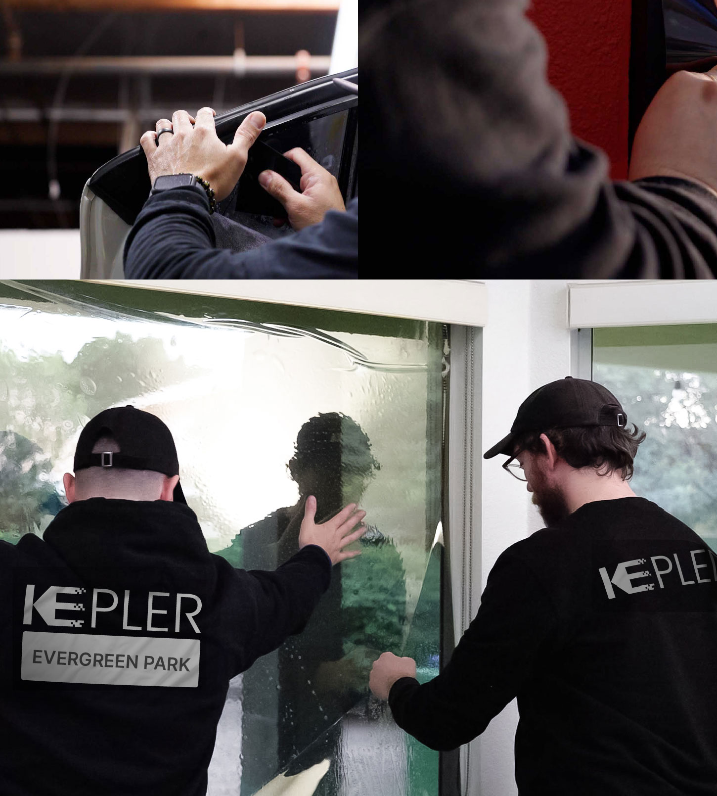 Kepler Technician Fitting Ceramic Window Tint to Home in Evergreen Park