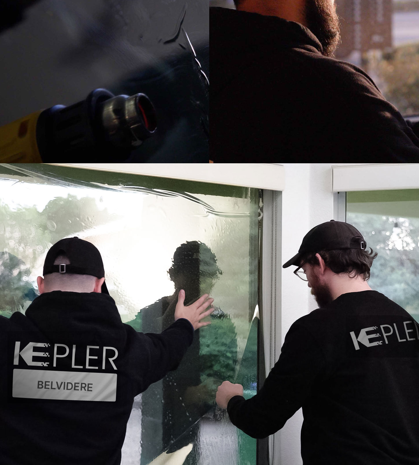 Expert Technician Applying Advanced Window Tint to Home in Belvidere