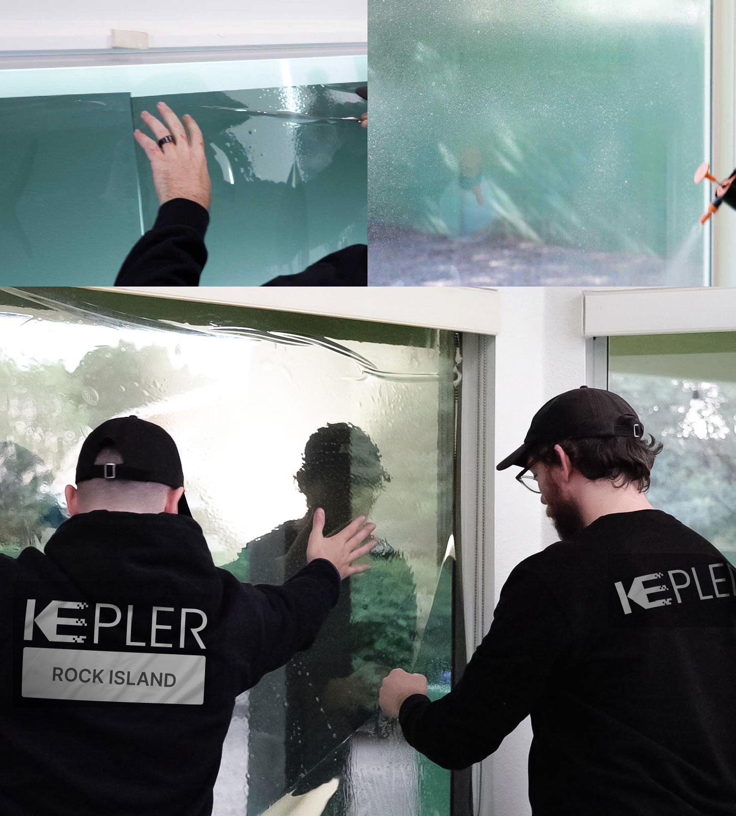 Expert Technician Applying Advanced Window Tint to Home in Rock Island