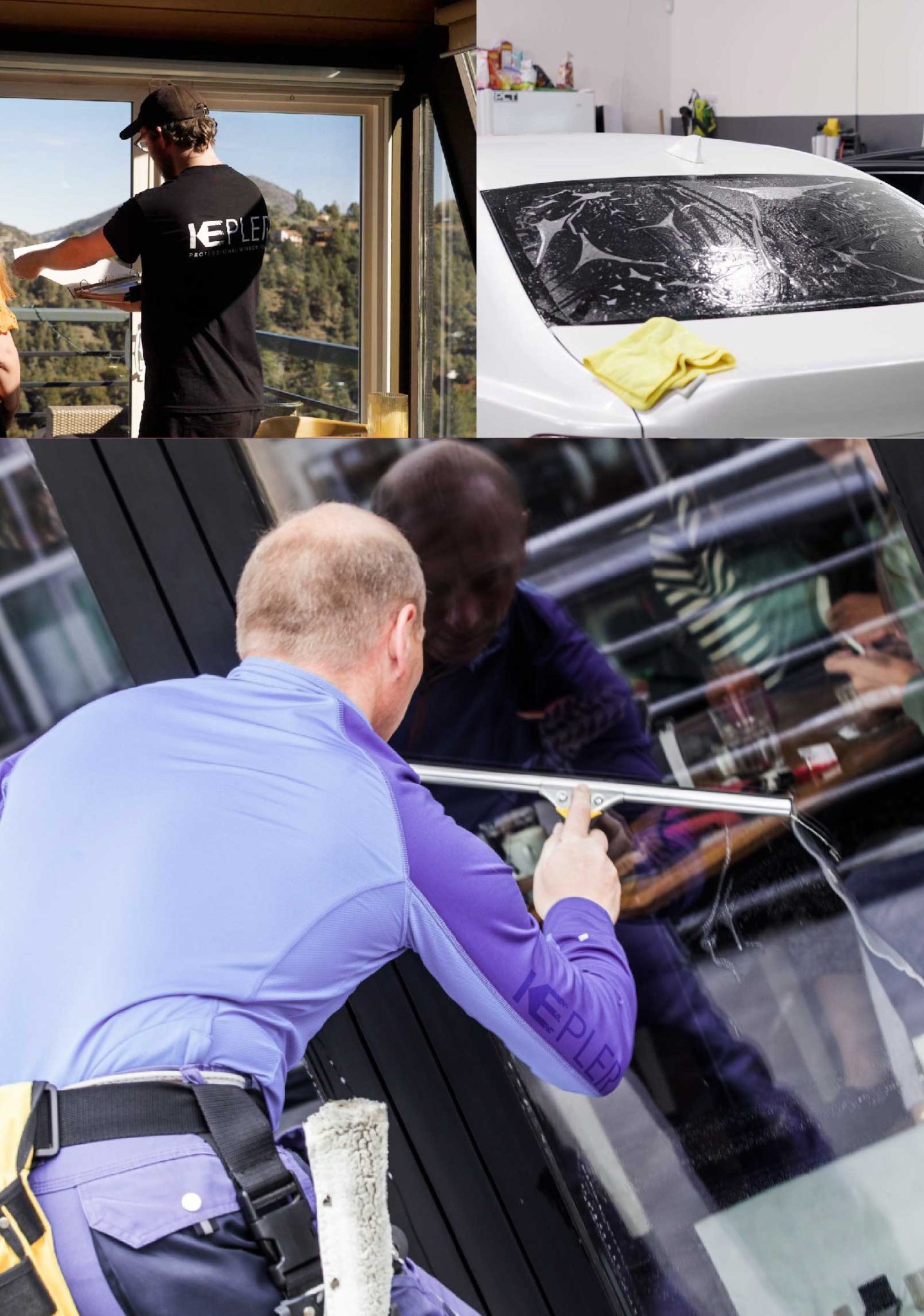 Kepler Expert Applying Anti-Graffiti Window Film to a Porter Ranch Shop Front