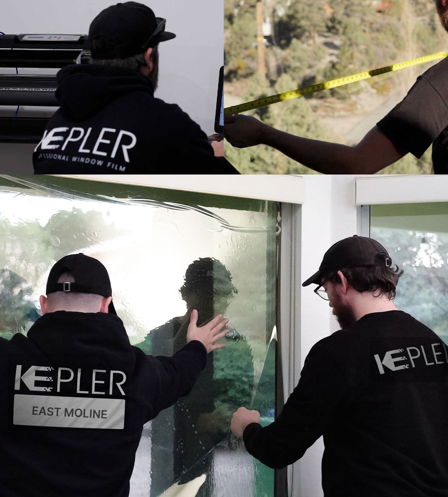 Expert Technician Fitting Ceramic Window Tint to Home in East Moline