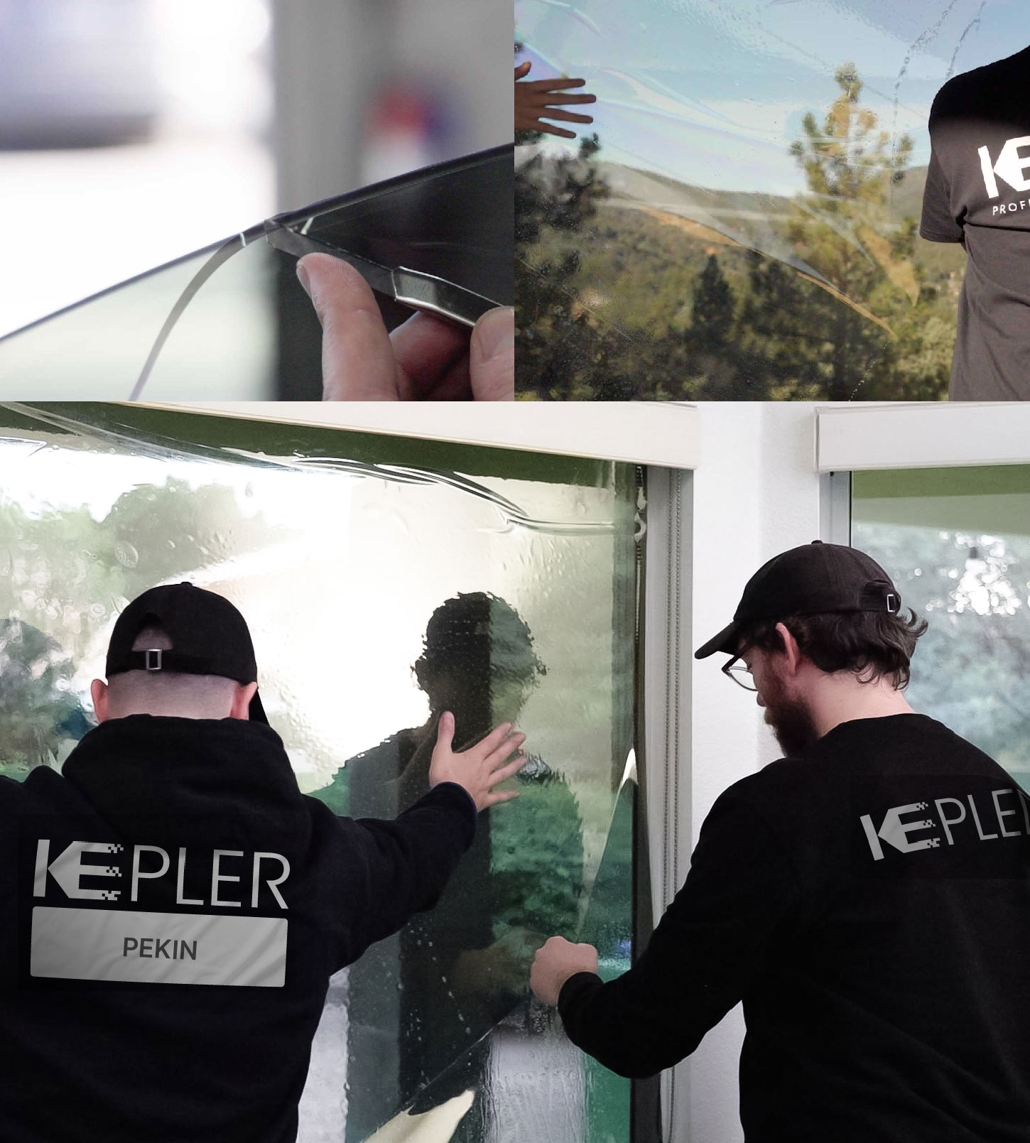 Expert Technician Applying High-tech Window Tint to Home in Pekin