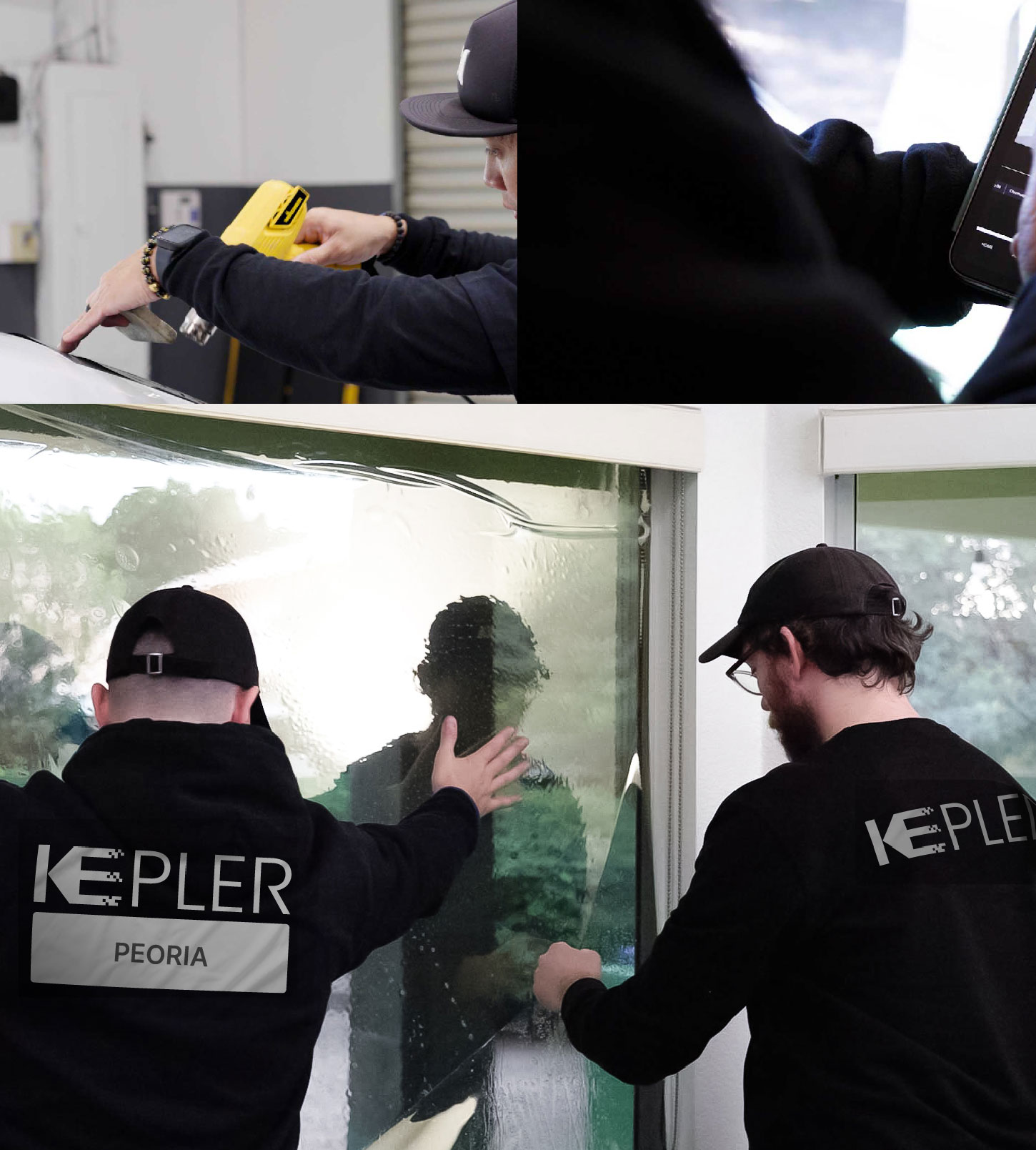 Expert Technician Fitting High-tech Window Tint to Home in Peoria