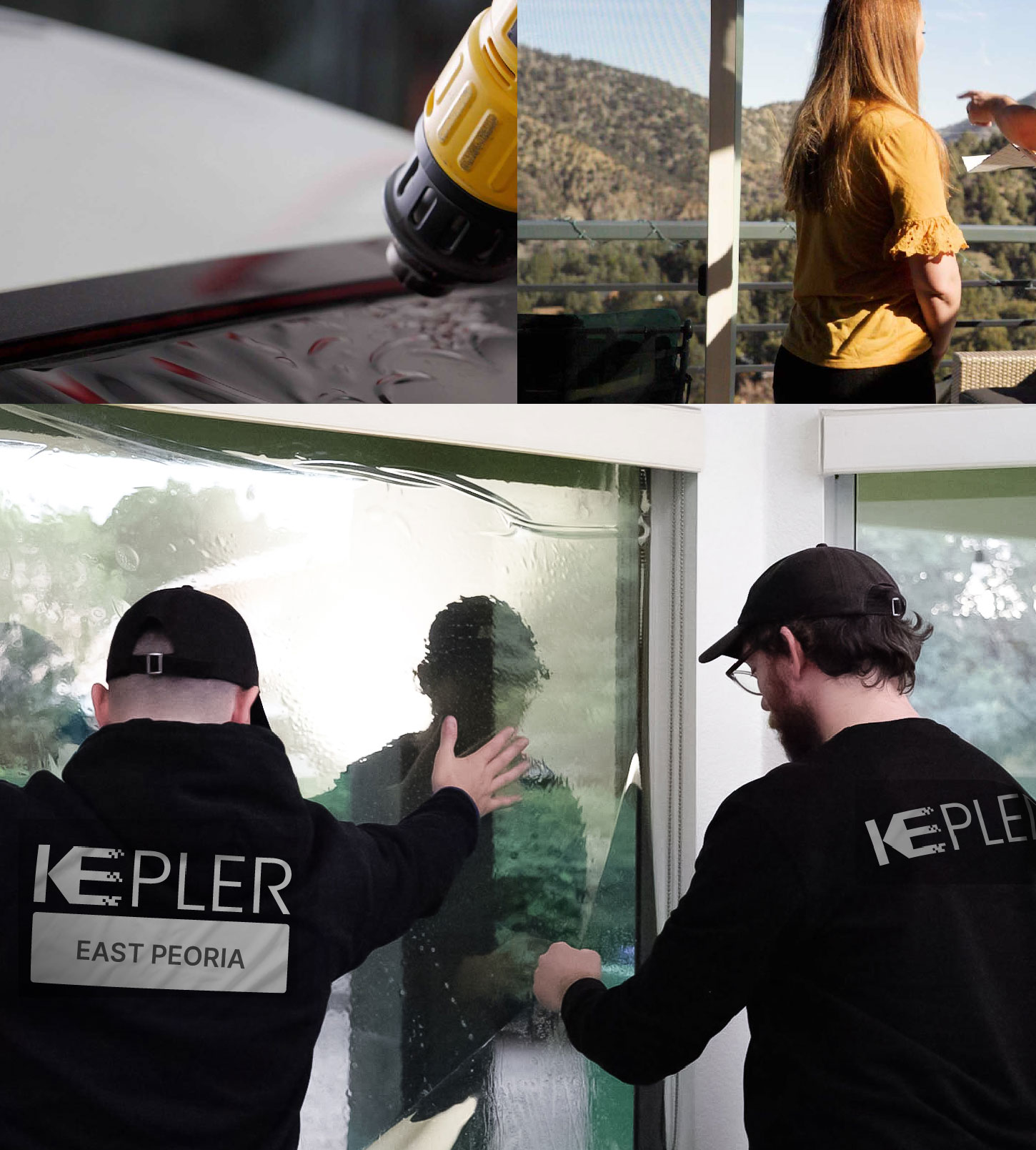 Kepler Technician Fitting Ceramic Window Tint to Home in East Peoria