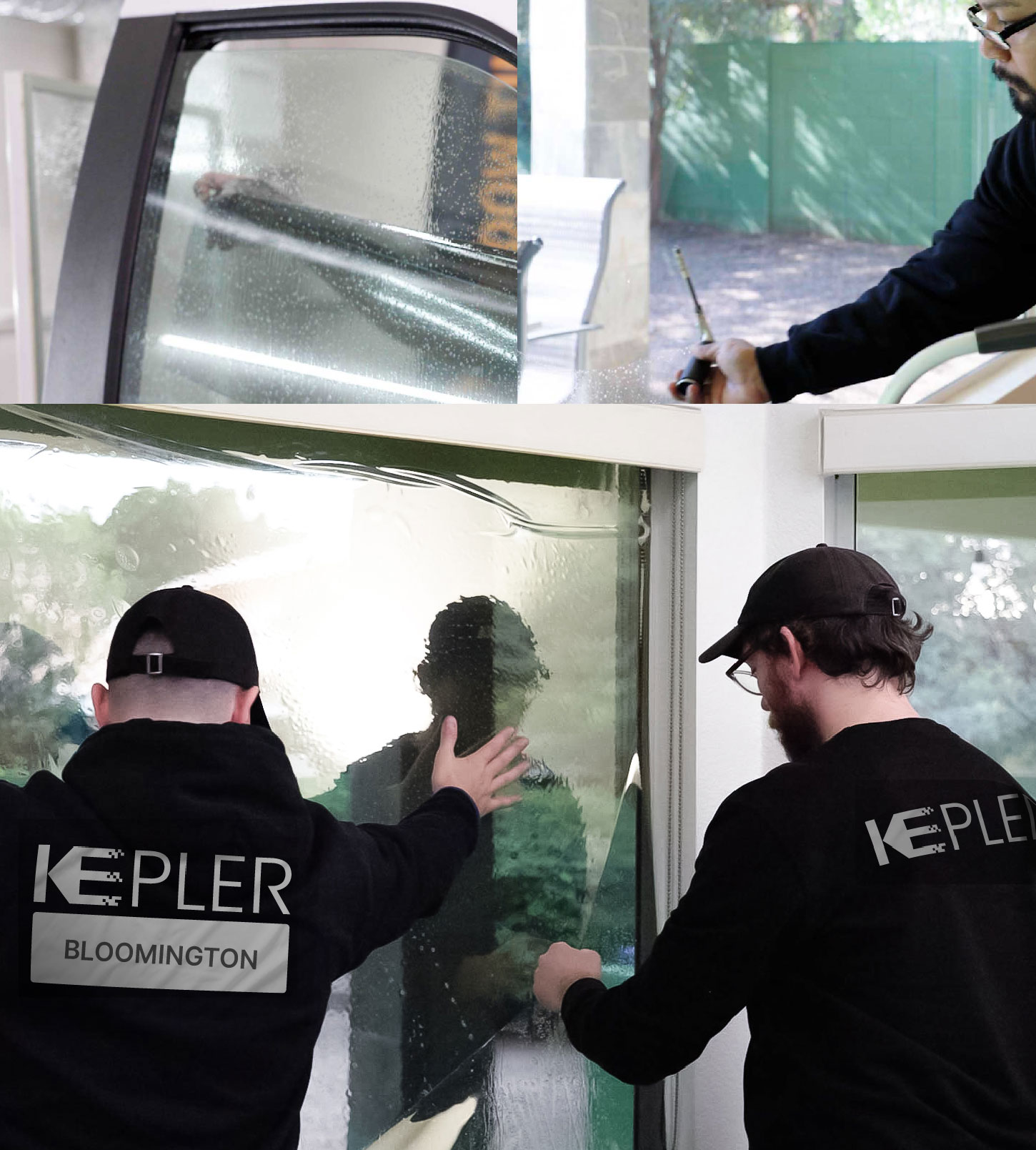 Expert Technician Fitting High-tech Window Tint to Home in Bloomington