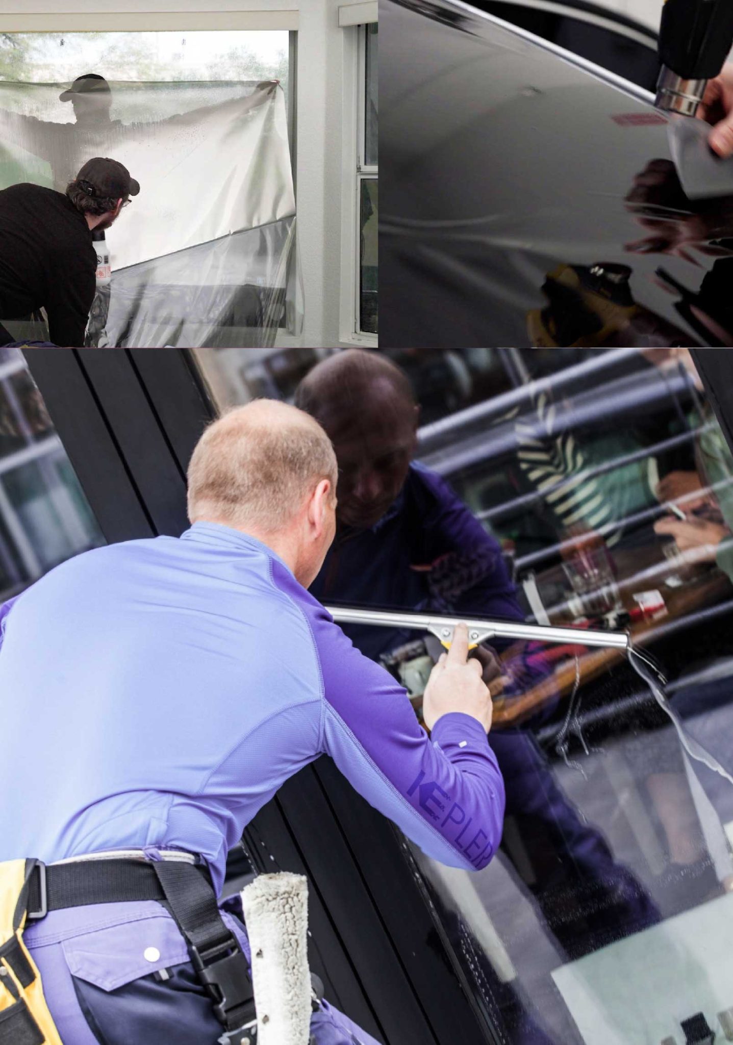 Kepler Skilled Applying Anti-Graffiti Window Film to a Burbank Shop Front