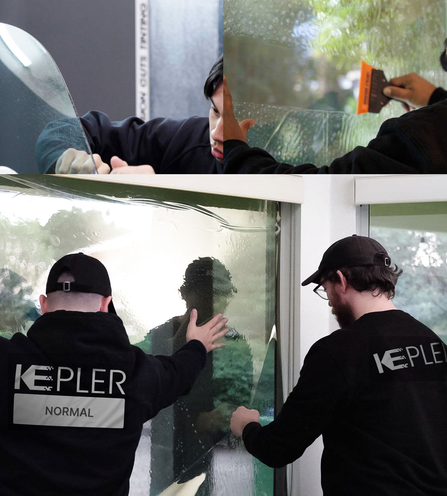 Expert Technician Installing High-tech Window Tint to Home in Normal