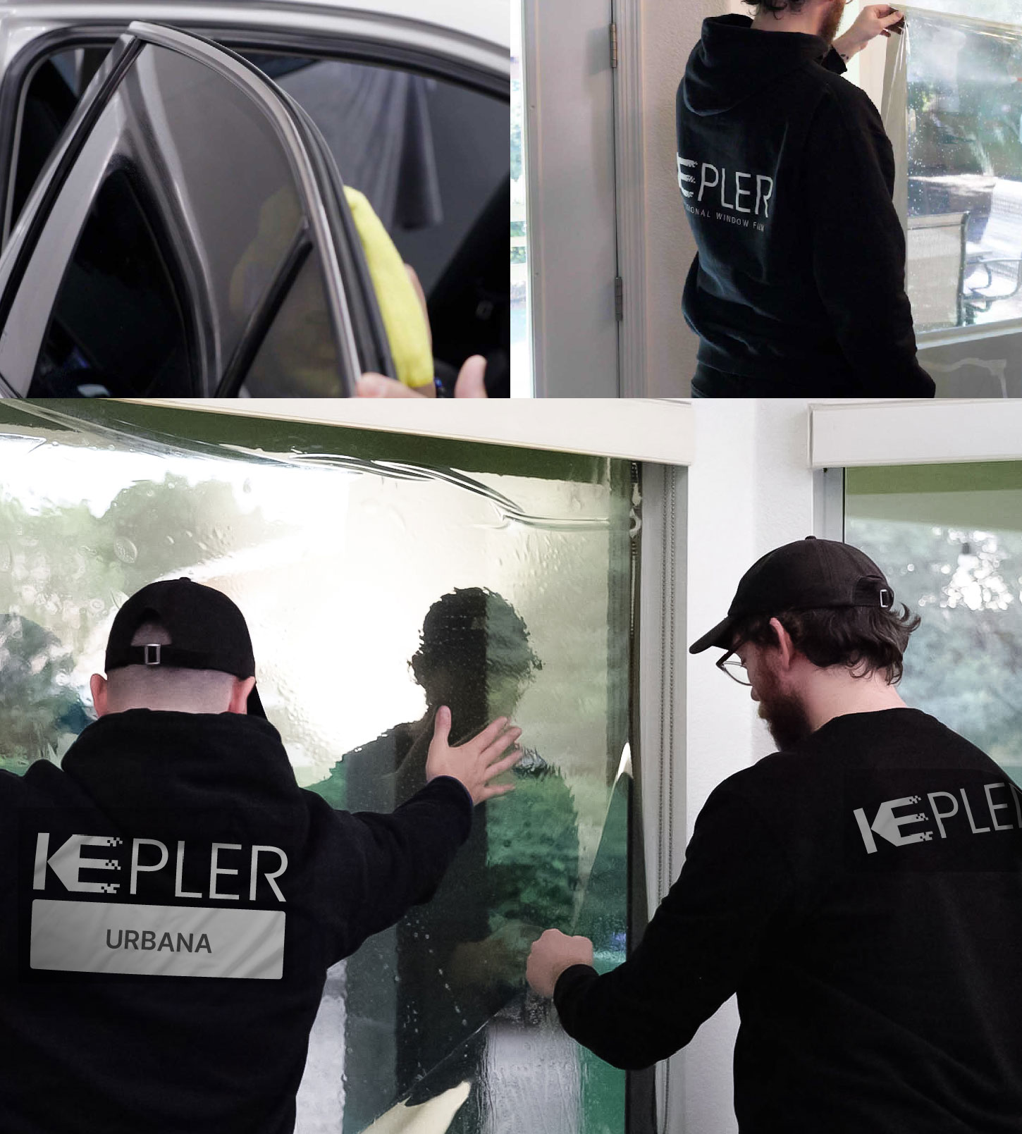 Kepler Technician Installing Advanced Window Tint to Home in Urbana