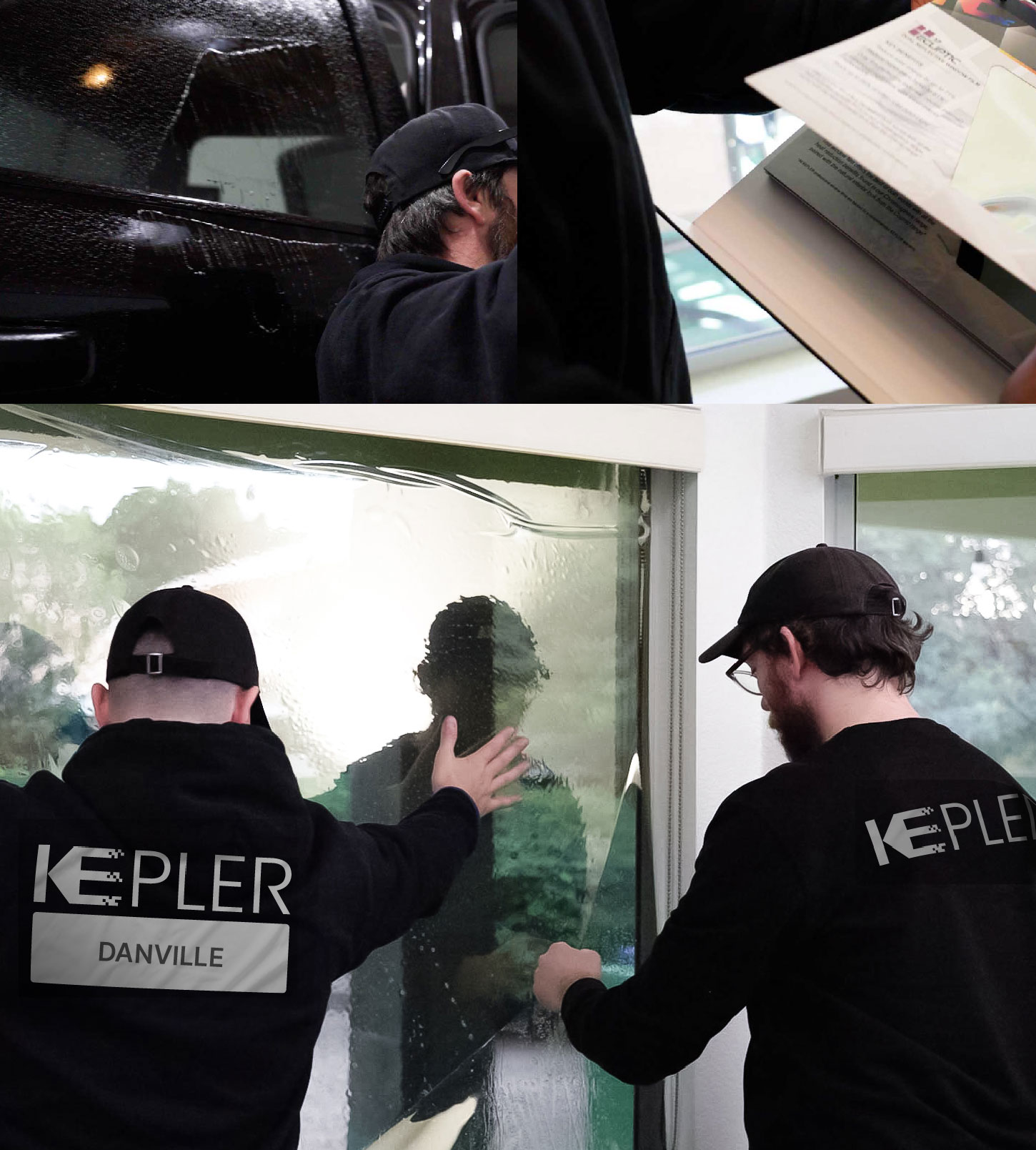 Kepler Technician Fitting Advanced Window Tint to Home in Danville