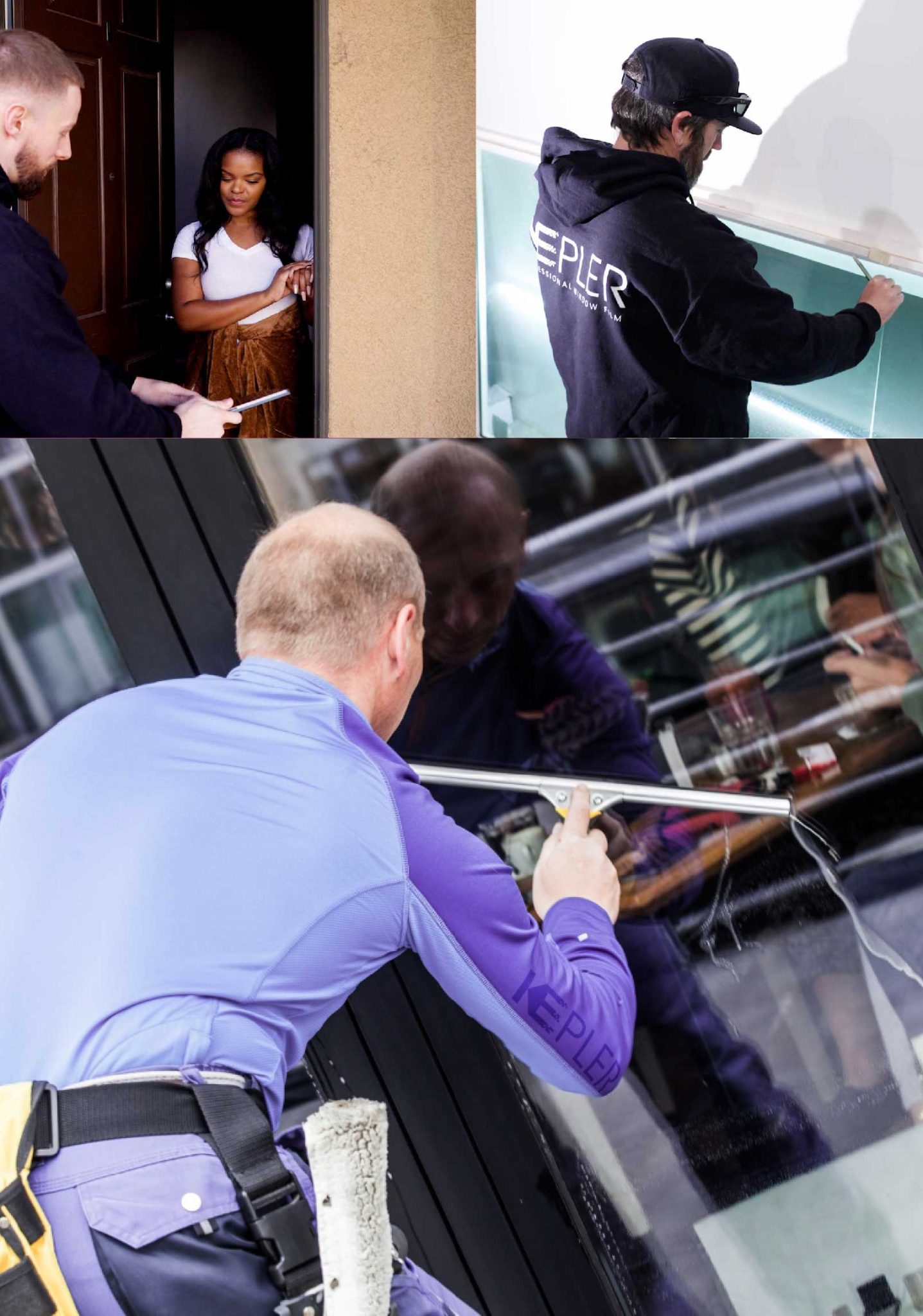 Kepler Skilled Applying Anti-Graffiti Window Film to a Baldwin Park Shop Front