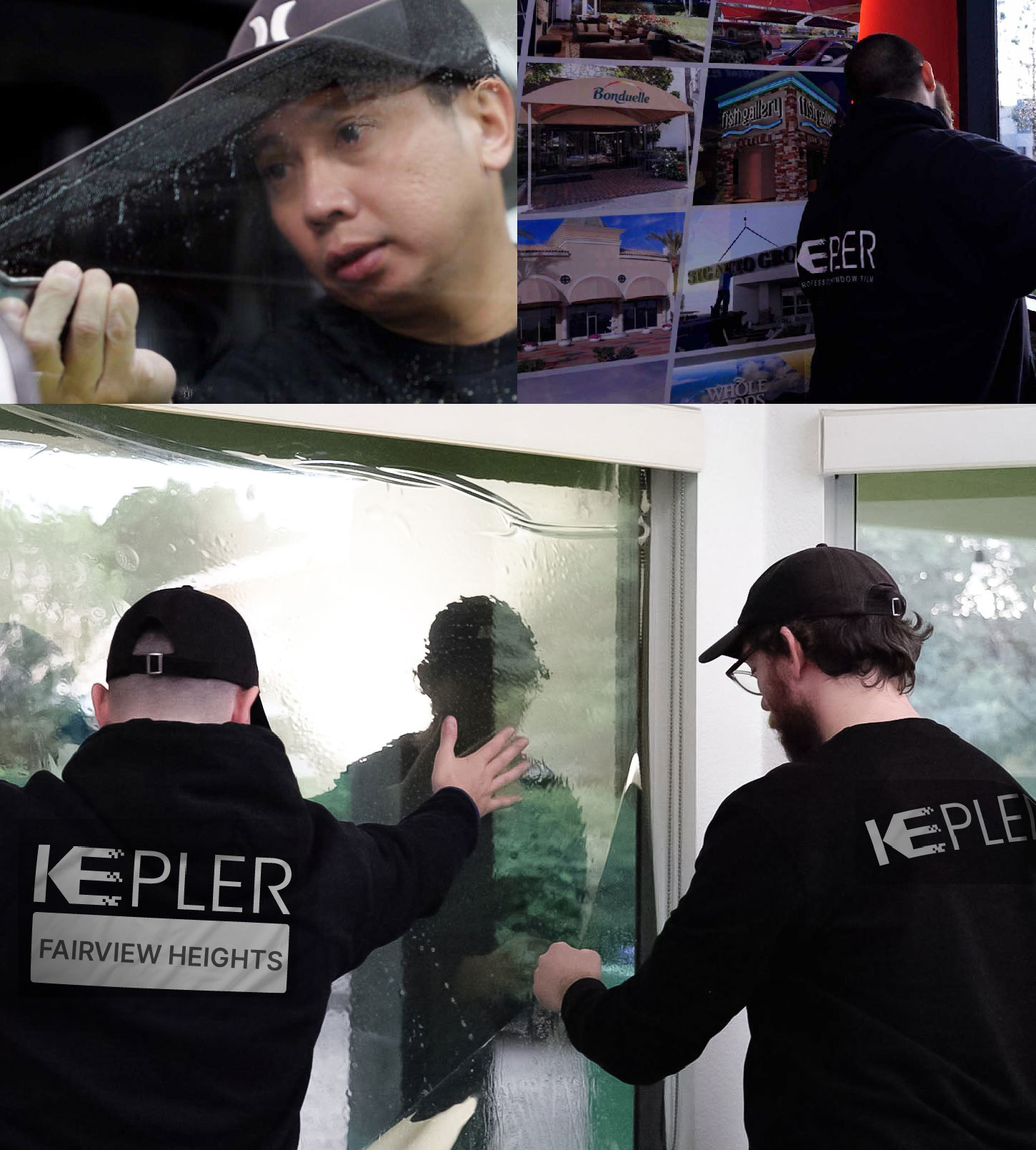 Kepler Technician Applying Ceramic Window Tint to Home in Fairview Heights