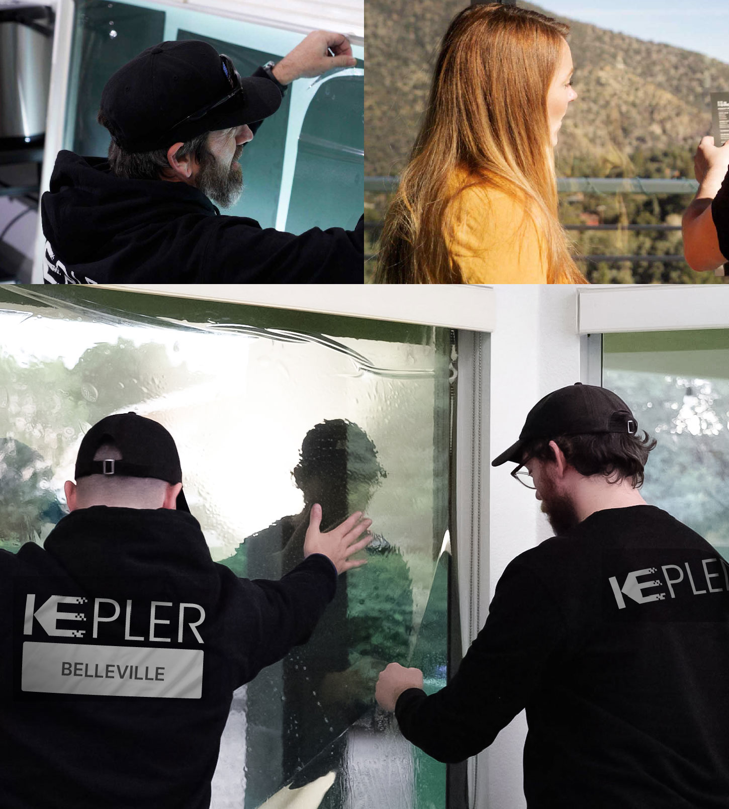 Kepler Technician Fitting Ceramic Window Tint to Home in Belleville