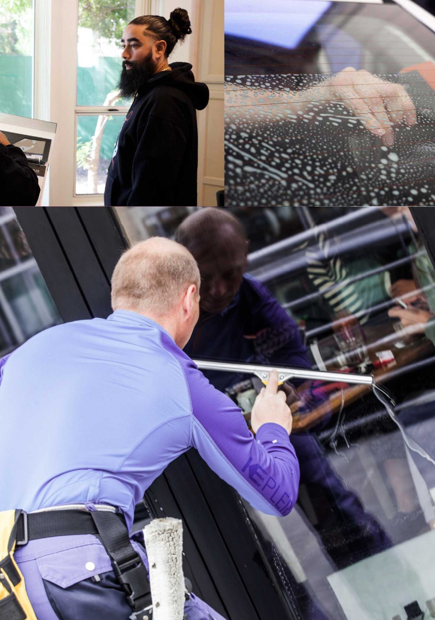 Kepler Professional Applying Anti-Graffiti Window Film to a Hacienda Heights Shop Front