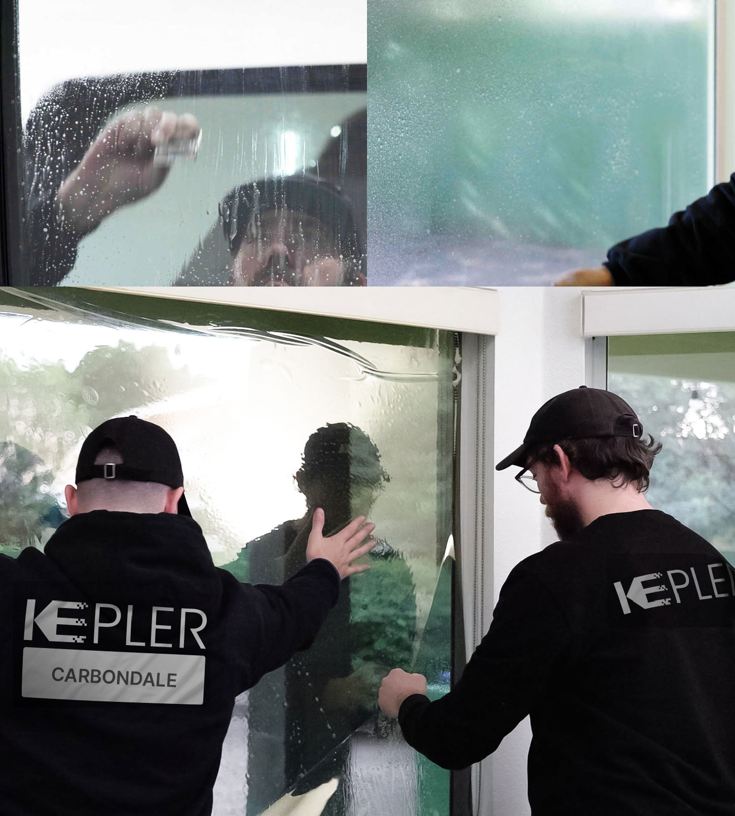 Kepler Technician Applying Advanced Window Tint to Home in Carbondale