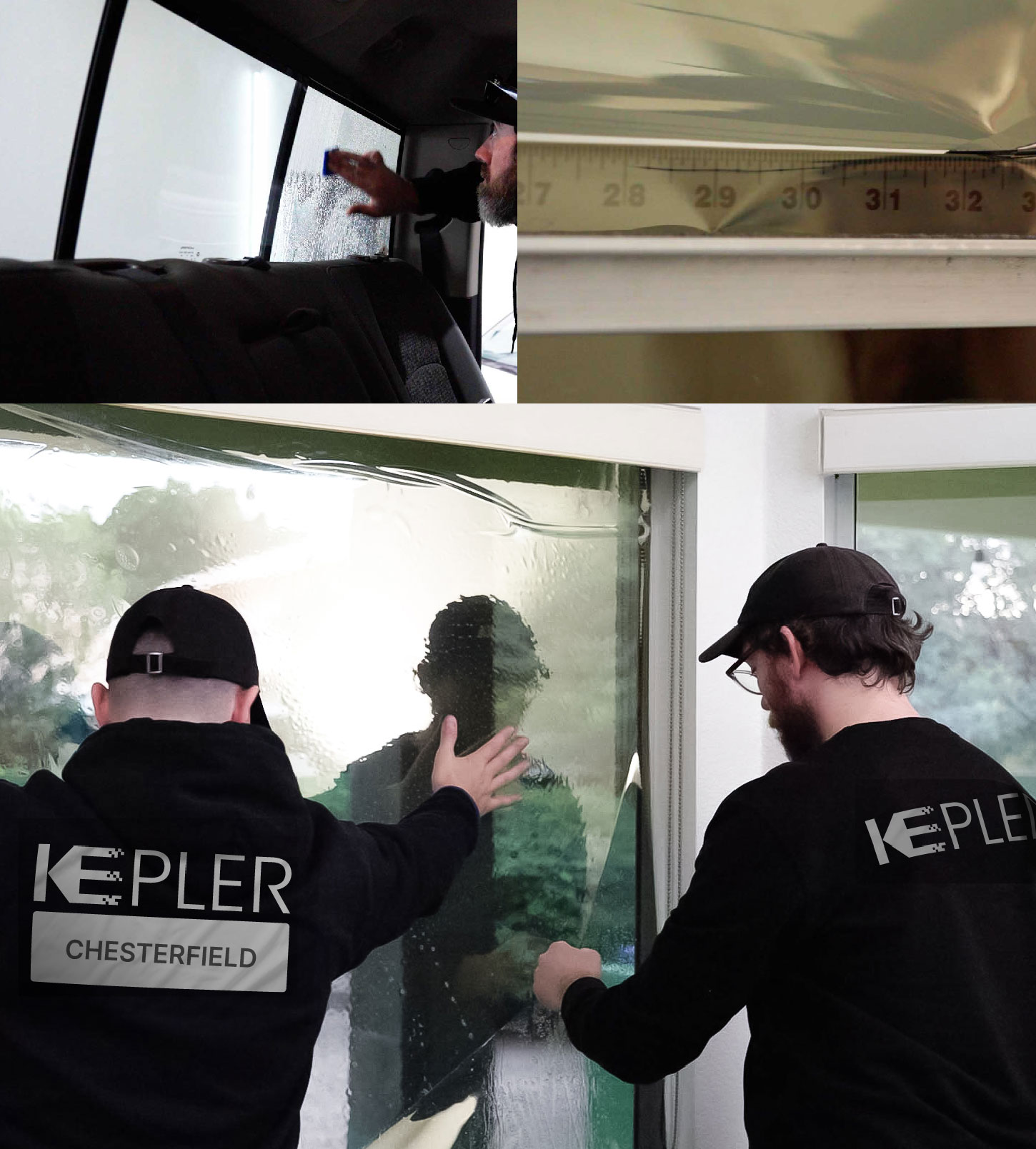 Kepler Technician Applying High-tech Window Tint to Home in Chesterfield