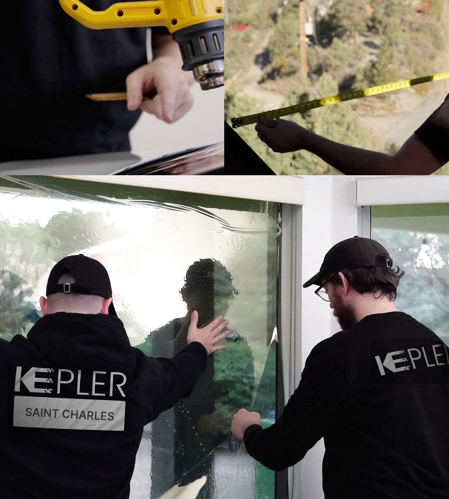 Expert Technician Fitting High-tech Window Tint to Home in Saint Charles